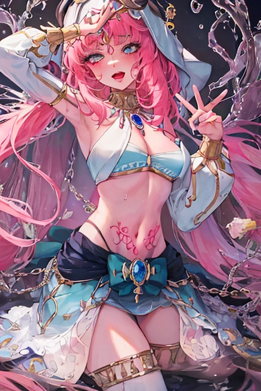 dream-like, 1 , Lodge, human character, bigger, navel, ,(tmasterpiece, Best quality at best), sidelightning, ,beautidful eyes, Subordinate chain, Slave collars, Lie down in bed, Slave costumes, roll eyes, and the tongue sticks out, With the tongue, Crazy, with her mouth open, scream, Ahegao, dyspnea, face flushed, Sweated, Slave costumes,,tmasterpiece, Best quality, A high resolution, 8K, ultra - detailed, high high quality, age girl,Clothes 99%avas,Glamorous,succubus theme,with tattoos