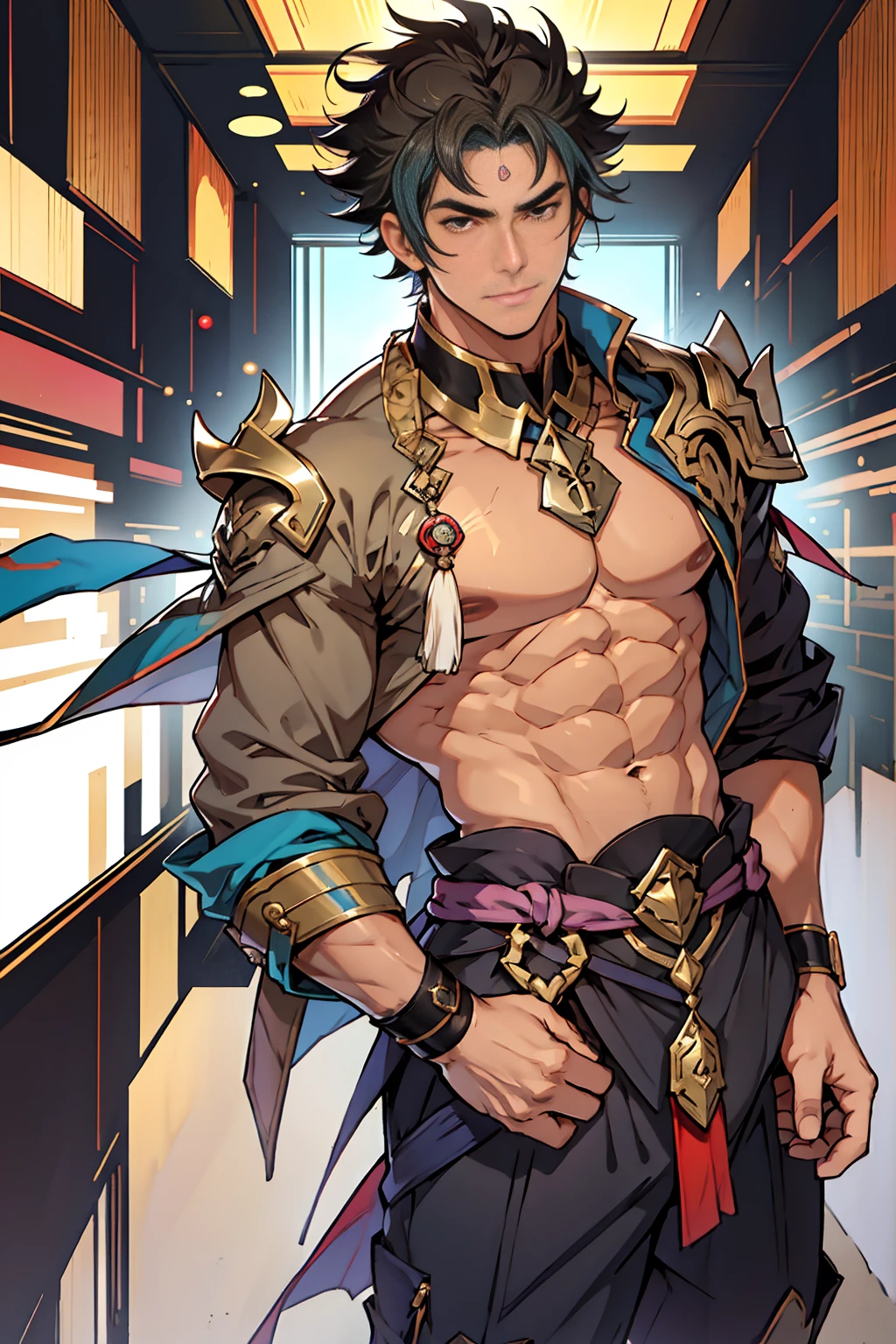 A mais alta qualidade de imagem，Pessoas do sexo masculino，，1 menino，jovem e bonito，Shoun，cabelos brancos，Cabelo liso curto，Pele escura，Anime peito grande，anime wallpaper，sozinho，Foco Masculino，cuecas，Dilation of the pectoral muscles，capa vermelhirilha saliente，Fundo Urbano，Espalhe as pernas，sexy,(master part, best quality),meias brancas longaotas Red Martin，