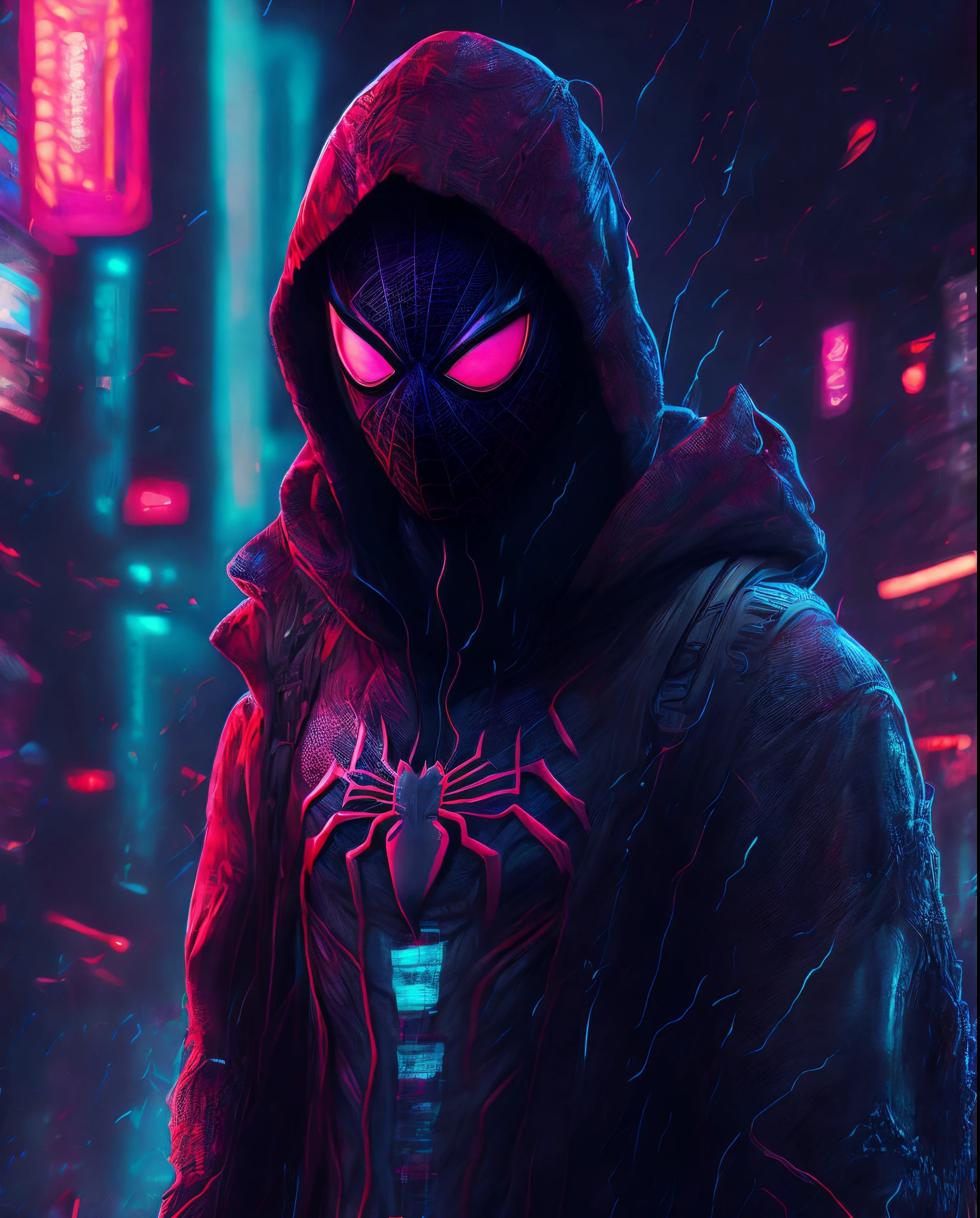 Spider man,Cyberpunk,8k.hodded