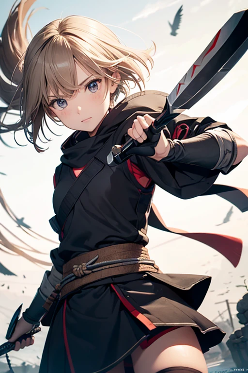 jumpy、dual-wielding、short knife、girl with、shinobi、