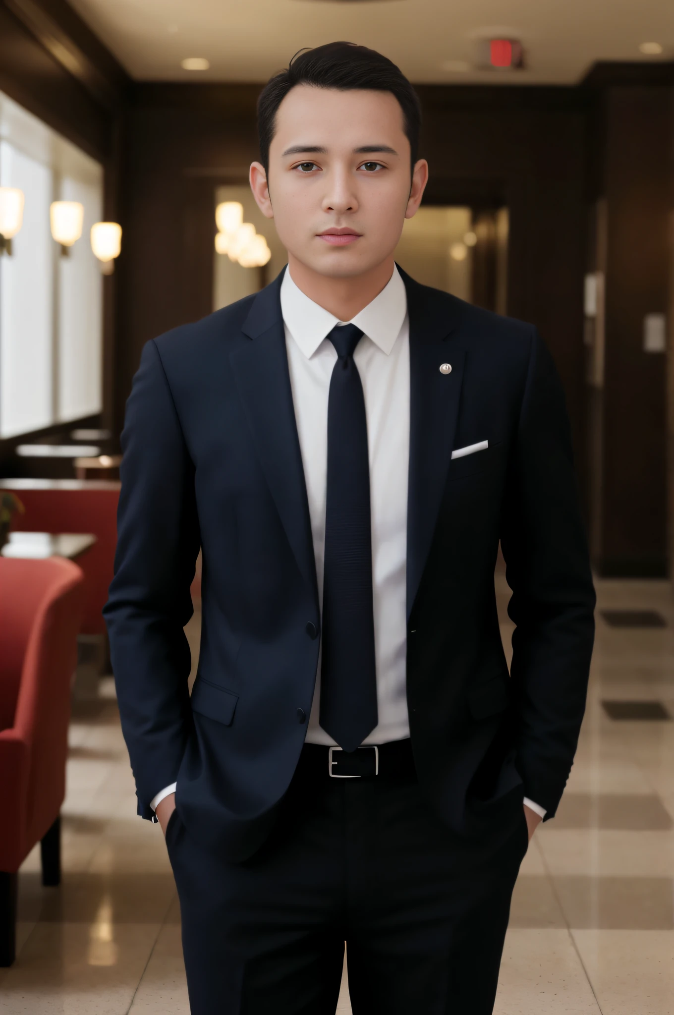 Aaraf man in a suit and tie stands in the lobby......, Wear a business suit, Wearing a business suit, Wear a strict business suit......, He's wearing a suit......, Suit , perfect face, In a strict suit......, Wear a suit and tie......, In strict clothing....., Wearing a suit, Wear a suit and tie......, In his suit......, Put on a suit......, In a suit