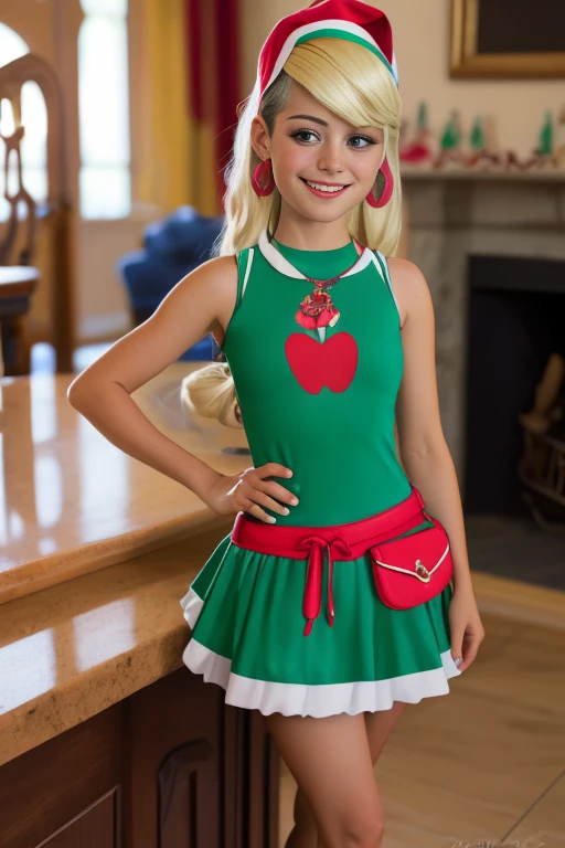Fondo de pantalla 8K extremadamente detallado), Tapa corta:1.2, sala de casa ,usa vestido de navidad , vestido de santa claus, Altamente detallado , cinematic lighting, Escena brillante, Cameltoe:1.2, Brecha entre el muslo, Luces suaves, senos grandes:1.3, NSFW:1.2, Chica en forma, Chica delgada , beautiful teenage girl 17 years old , posando y saludado para la camara , linda sonrisa , fondo varido