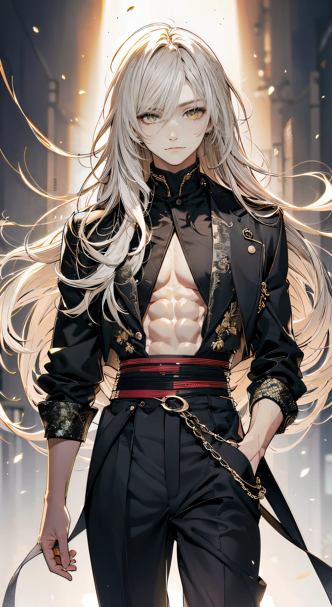 male people、long yellow eyes、