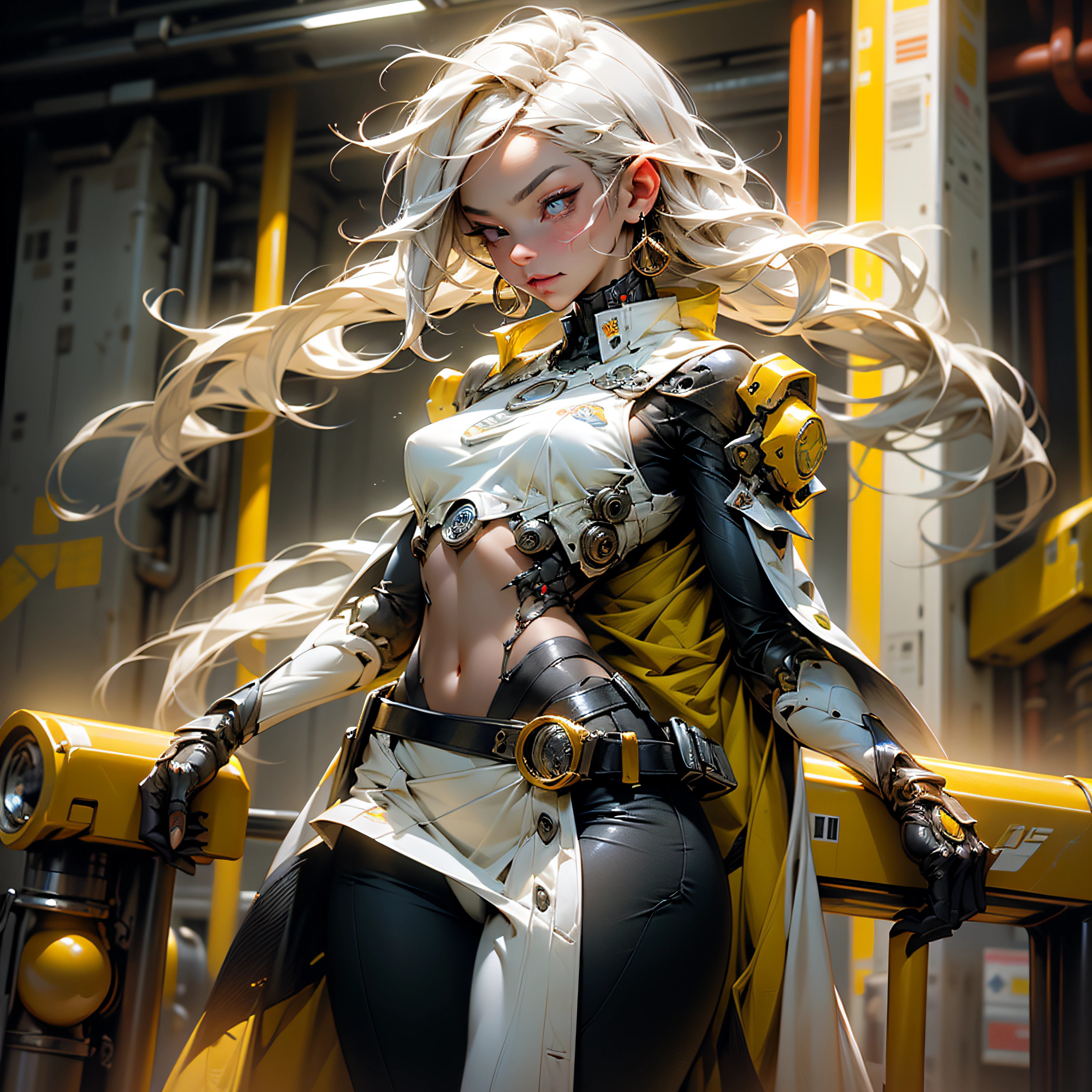 ((best qualityer)), ((work of art)), (detailded:1.4), 3d, an image of a beautiful woman with a perfect body wearing a yellow punk jacket with small spikes and short ripped denim shorts, black leather garter belt, hdr (high-range dynamics),ray tracing,nvidia RTX,Super-resolution,Irreal 5,underground dispersal,PBR Texturing,Post-processing,Anisotropic filtering,Depth of field,Maximum clarity and sharpness,Multilayer textures,Albedo and Specular Maps,Surface shading,Accurate simulation of light-material interaction,perfect proportions,octane rendering,Two-tone lighting,large aperture,Low ISO,White balance,rule of thirds,8K CRU,