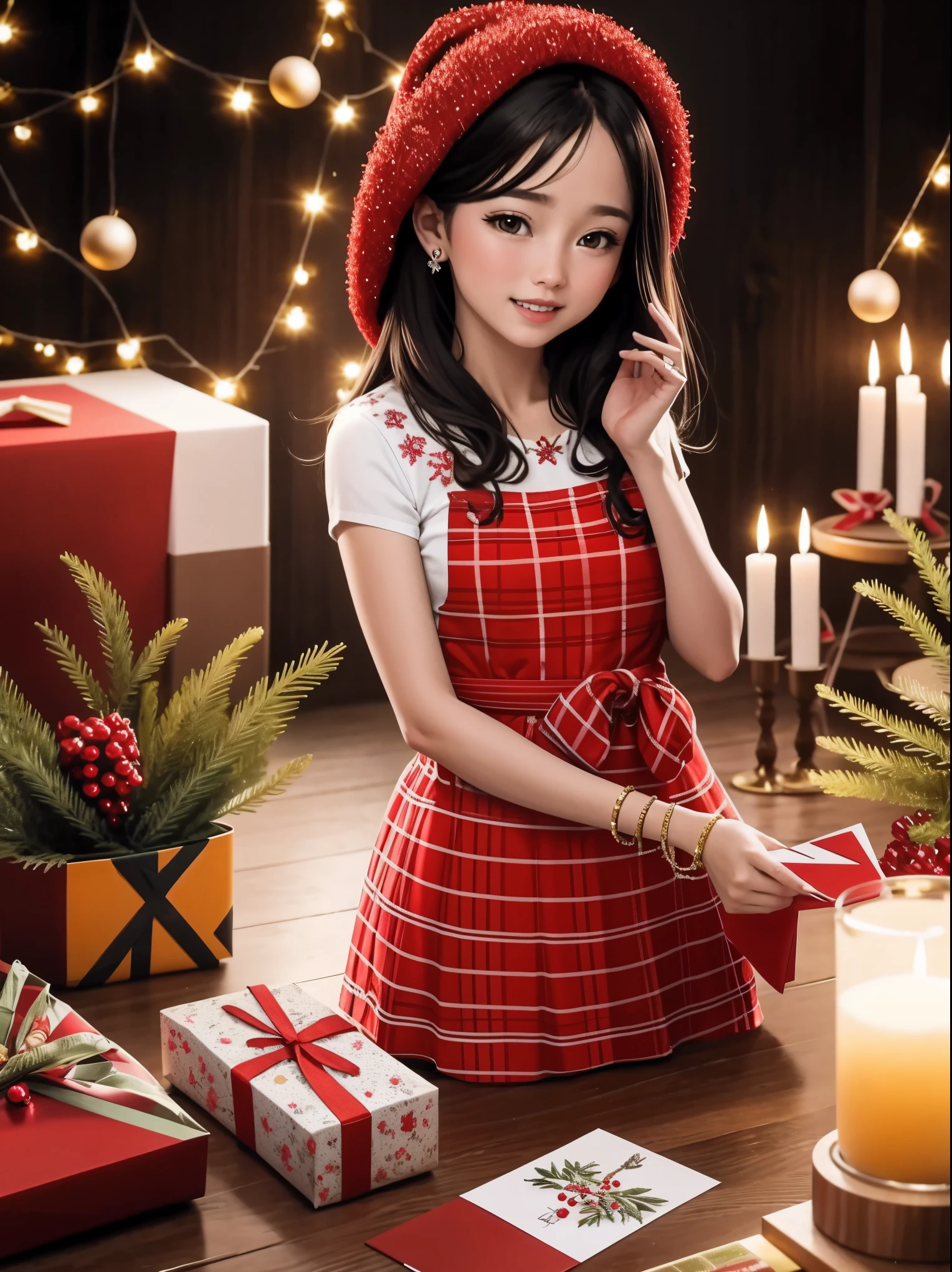 (best quality,4k,8k,highres,masterpiece:1.2),ultra-detailed,realistic,gifts,table,Christmas tree,decorations,wrapping ,bows,ribbon,presents,holiday spirit,vibrant colors,warm lighting,cozy atmosphere,toys,cards,candles,snowflakes,joyful,celebration,exquisite details,exciting surprises,shiny ornaments,sparkling tinsel,beautifully wrapped,excited children,anticipation,festive mood,magical ambiance,delightful moment,wonderful memories,family gathering,cheerful faces,Christmas magic,extravagant,abundance of presents,HDR,UHD,studio lighting,ultra-fine painting,sharp focus,physically-based rendering,professional,vivid colors,bokeh.