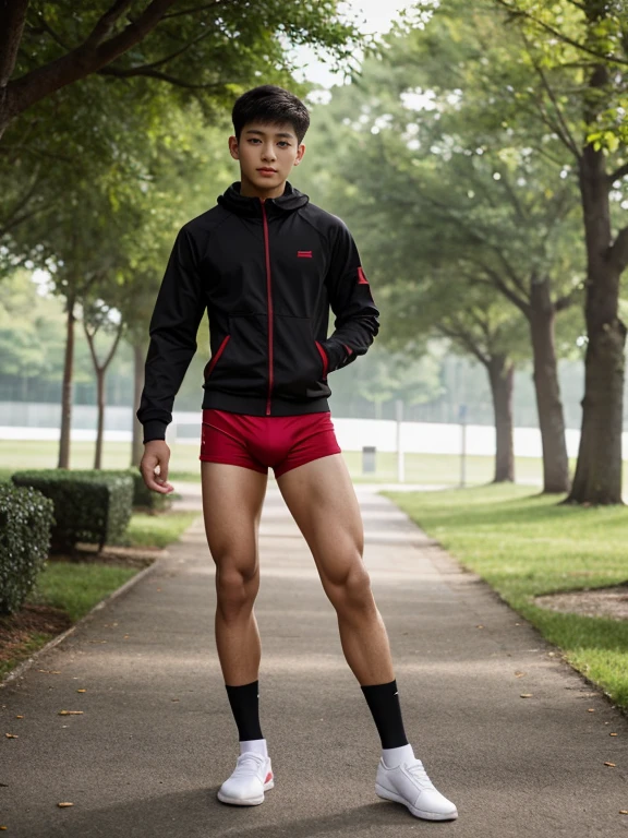teenagers , young , light-skin , wearing an dark red sexy underwear, tmasterpiece,k hd,the feet,Transparent sports vest,semi transparent,black long socks,The barefoot , red colour , handsome and cute , extreme cute boy , white skin , dark red underwear boxers shorts , extremely tall and cute boy ,oppa model , handsome model , full body , dark red boxers underwears short shorts , black socks , white light-skin , Chinese model , young boy , white skin , handsome and extremely cute , red boxers underwear shorts , long black socks , handsome model , at the park , jogging , model oppa , long legs , jogging , running , high knee black socks ,black long socks , stand up , extremely tall , extremely high , red underwears , red sports underwear , long black socks , clean and white legs , Chinese model , extremely long legs , looking at the camera , clean and white thigh , heavy bulge , kid face , baby face , wearing jacket , red underwears boxers , light and white skin , Chinese model , strike a pose , sexy pose , flexing pose , show off his handsome pose