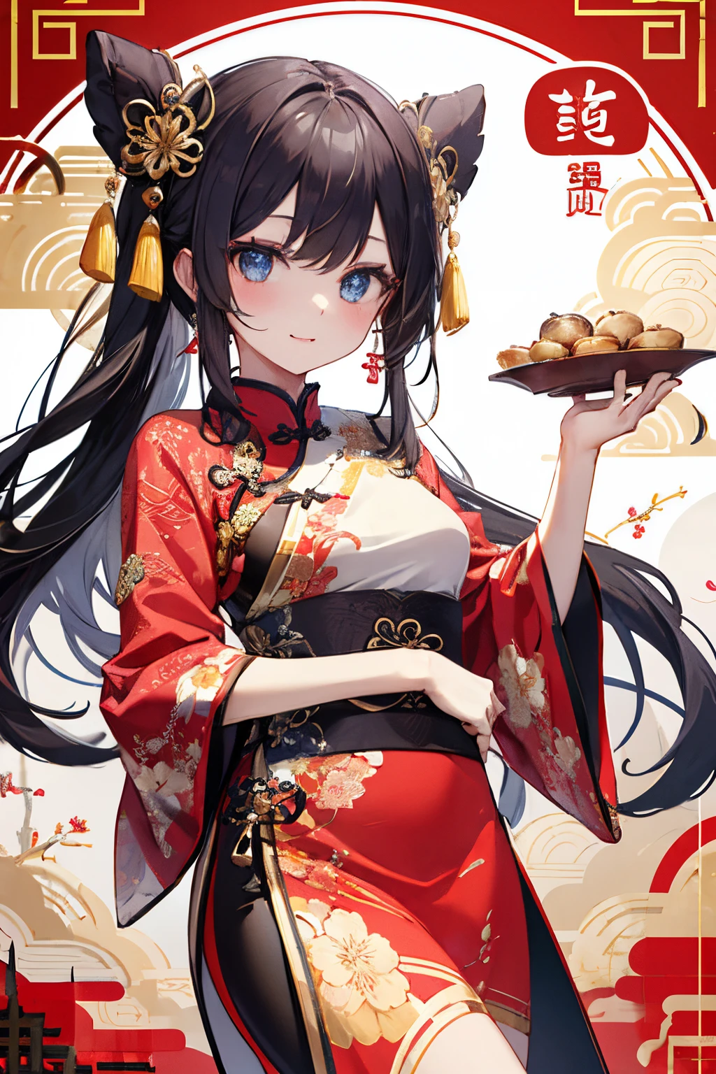 Chinese style,new year,A beautyful girl,jubilation