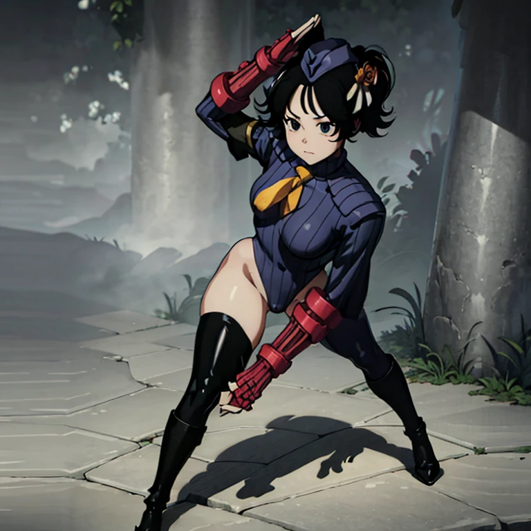 ultra-detailed, Explicit, Beautiful body, Beautiful Nose, Beautiful character design, perfect eyes, perfect face, ultra highres, 4K, beautiful legs, perfect legs, Nice hands, Perfect hand, Masterpiece, Best Quality, Highly detailed, illustration, absurdres, street fighter, doll suit, shadaloo doll, dollsuit, girls, multiple girls, expressionless, blank eyes, looking at viewer, red gloves, emotionless, black latex, corrution, mind control, female combatant, full body, hypnotized, unhappy trance, full body suit, ribbed bodysuit, both arms at side, stand up straight, obey, perfect female body, extremely glossy latex, hypnosis, hypnoLora, empty eyes, Mind control device, poses, submissive_pose, Slave, hat, necktie, stand up straight, standing, standing at attention, hat, necktie, belt, extending the right arm from the shoulder into the air with a straightened hand, nazi saluting, military, military saluting, salute, right hand saluting, left hand at side, latex, ribbed bodysuit, wide hip, thicc, a curvy body, garter belt, No face, kate, shadow house, black face, shadows, silhouette, dark silhouette, long hair, hair flower, full black body