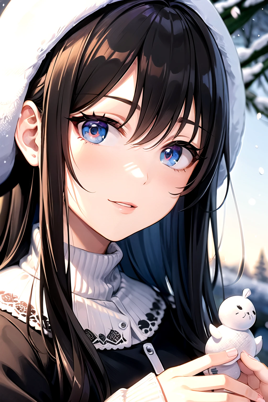 ((Best quality at best)), ((tmasterpiece)), (Detailed pubic hair), s the perfect face,snowy day,Snow,