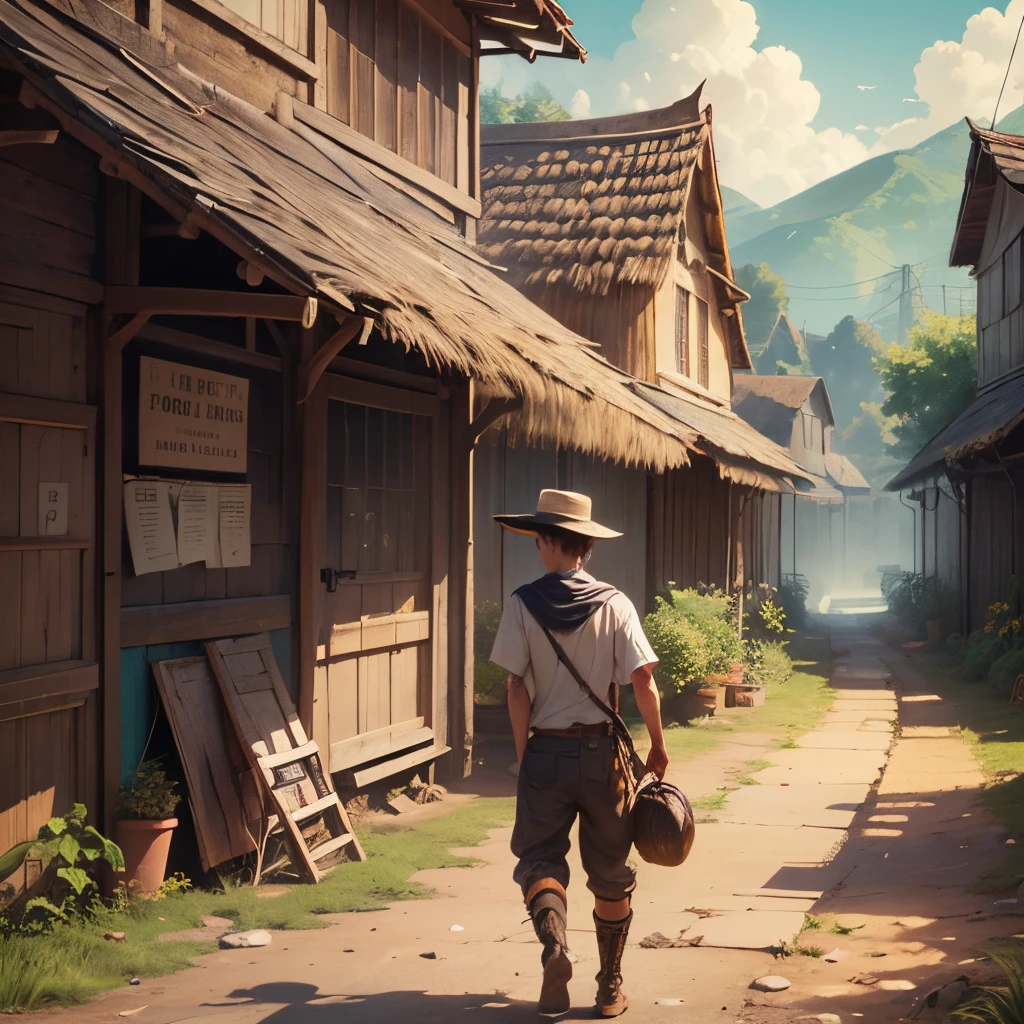 A new Outsider has arrived in the small village surrounded by forest, Everyone in the village looking at the new resident. He would not be a good resident for such a quiet and quiet village. He is so beautiful that he catches everyone's attention. Dressed like a good peasant, with his clothes tight on his body, catching the attention of everyone wherever he goes., blonde hair, curly hair, white eyes, light smile, naughty face, determined, wide shot, Canon, En plein air, 8k, masterpiece, super detail, high details, best quality