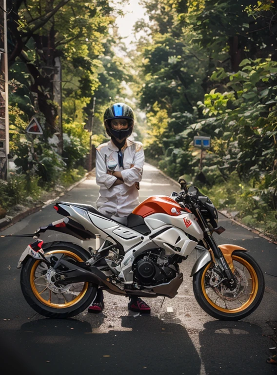 Change baground cyberpunk, 8k quality, bike image original, agv helmet,