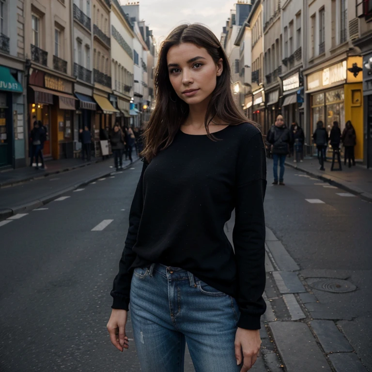 Façonnez une IA réaliste, capturée en pied, arborant de longs cheveux magnifiques. Incarnez l'élégance d'une 'Fille de la ville' occidentale, alliant sophistication et modernité, capturée dans les rues animées de Paris. Dans une tenue chic composée de jeans noirs et d'une chemise bleu, cette figure urbaine, experte en shopping, fixe intensément le spectateur avec un regard profond et engageant. Afficher le corps en entier de la tête au pied
Pour une expérience visuelle immersive, exploitez pleinement les capacités de la FujiFilm XT3 en capturant en RAW. Intégrez subtilement un grain cinématographique pour une touche artistique authentique, accentuant la nuance de couleur et les couleurs tombées à 1.4. Privilégiez une qualité exceptionnelle avec une résolution élevée, mettant en avant chaque détail, et un arrière-plan délicatement flou pour accentuer l'éclairage cinématographique. Ce cliché d'une beauté saisissante, d'une grande finesse artistique, est prêt à être partagé sur des plateformes telles que Reddit, éblouissant par son réalisme et son esthétique cinématographique."