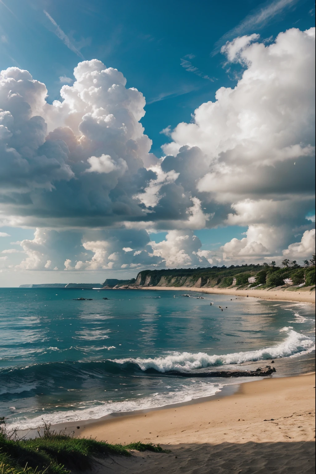 Summer clouds, lumpy clouds, background, outdoors, nature, daytime, landscape, sky, beach, natural light