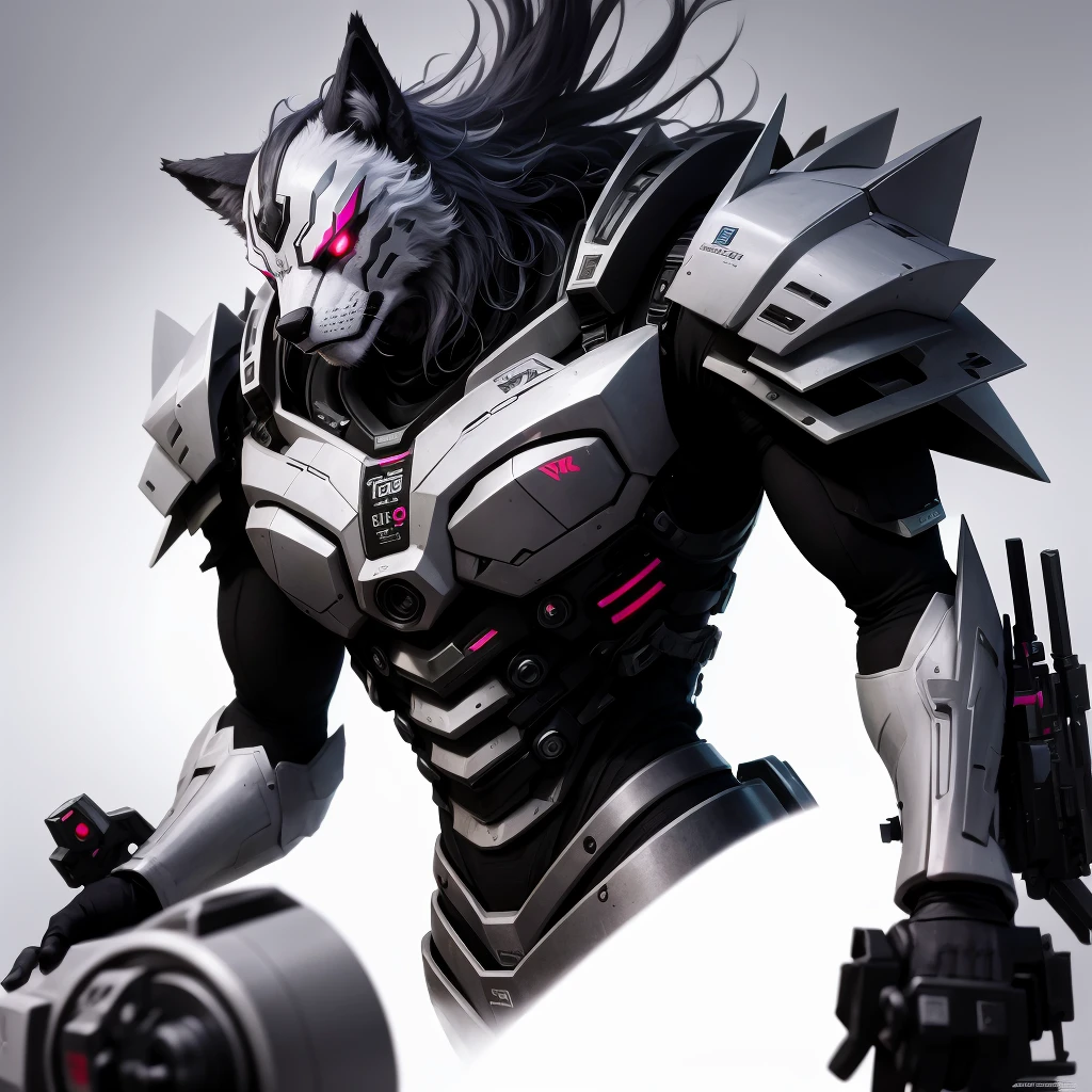 lobo, wolf head,cybernetmechanical parts, Tecnologia, Cyberpunk, arte roboticaster, arte conceitual, technical sketch.], (Melhor, qualidade, arte digital, Detalhes, technical),Toshiaki Takayama, mechanical engineer ,Gorjeio, pessoa wan, sozinho ,Heng Z.