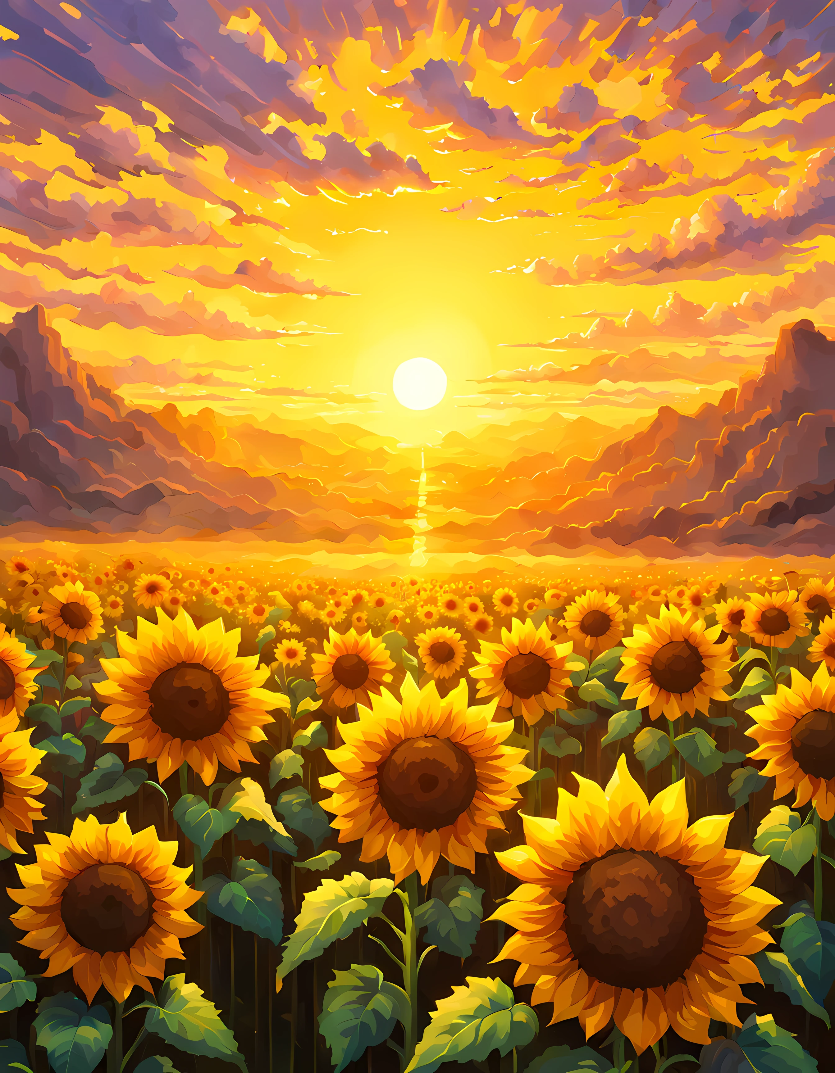 (pixel art:1.3), (close up:1.3), vast open field bathed in the soft hues of a breathtaking dawn, in the center of this scene stands a single sunflower, its vibrant yellow petals illuminated by the golden rays of the sun, a touch of magic infuses the air causing the sunflower to radiate an ethereal glow, absorbing the energy and warmth of the sun itself, a sense of awe and wonder, the beauty and power of nature, More Detail