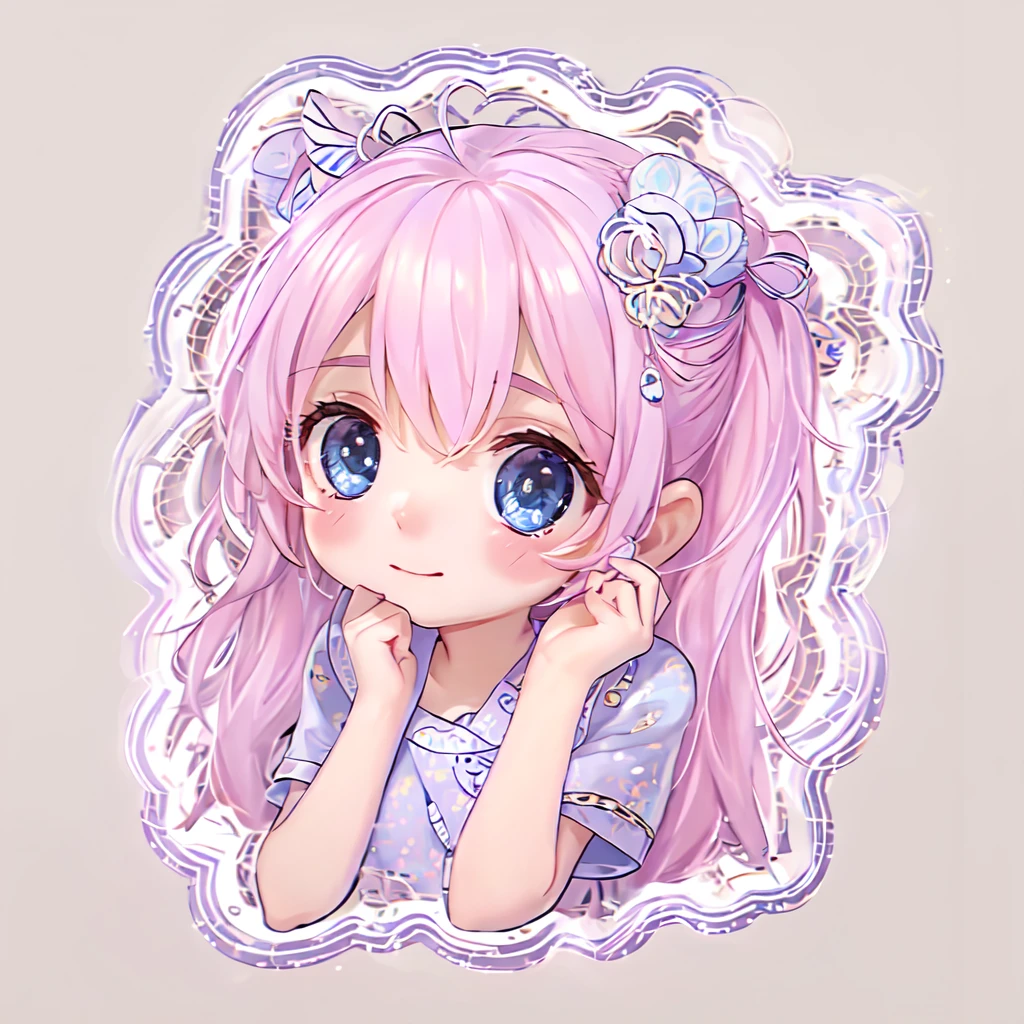 (sticker), 1 cute girl, Clear lines, clean background, White background