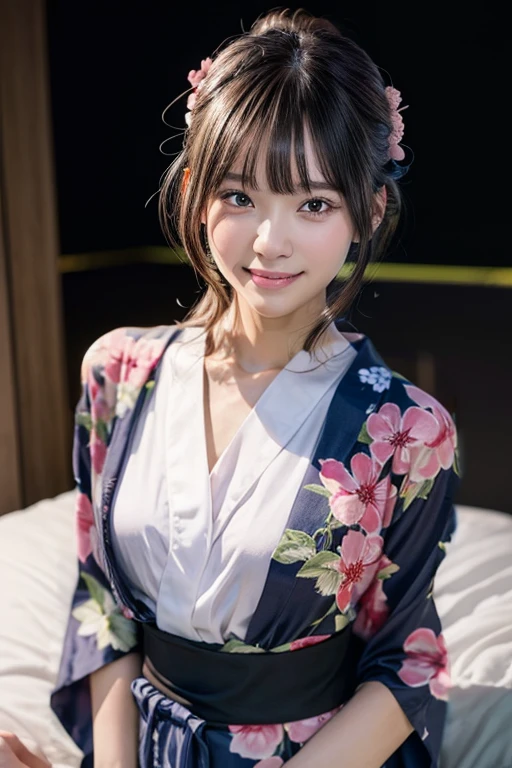 Fully clothed、Properly dressed、Yukata is brightly colored