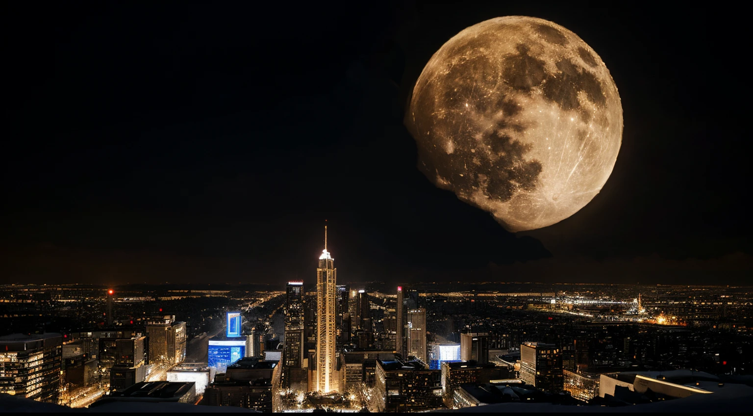 The Big Full Moon,Fantasy,urban center,wintery,Snowy landscape