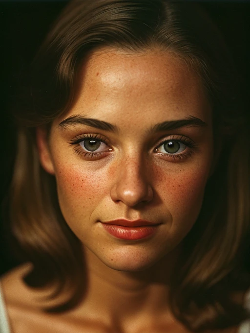 (close-up, editorial photograph of a 20 yo woman from the 1940's), (highly detailed face:1.4) (smile:0.7) (background inside dark, moody, private study:1.OV, by lee jeffries, nikon d850, film stock photograph ,4 kodak portra 400 ,camera f1.6 lens ,rich colors ,hyper realistic ,lifelike texture, dramatic lighting , cinestill 800,