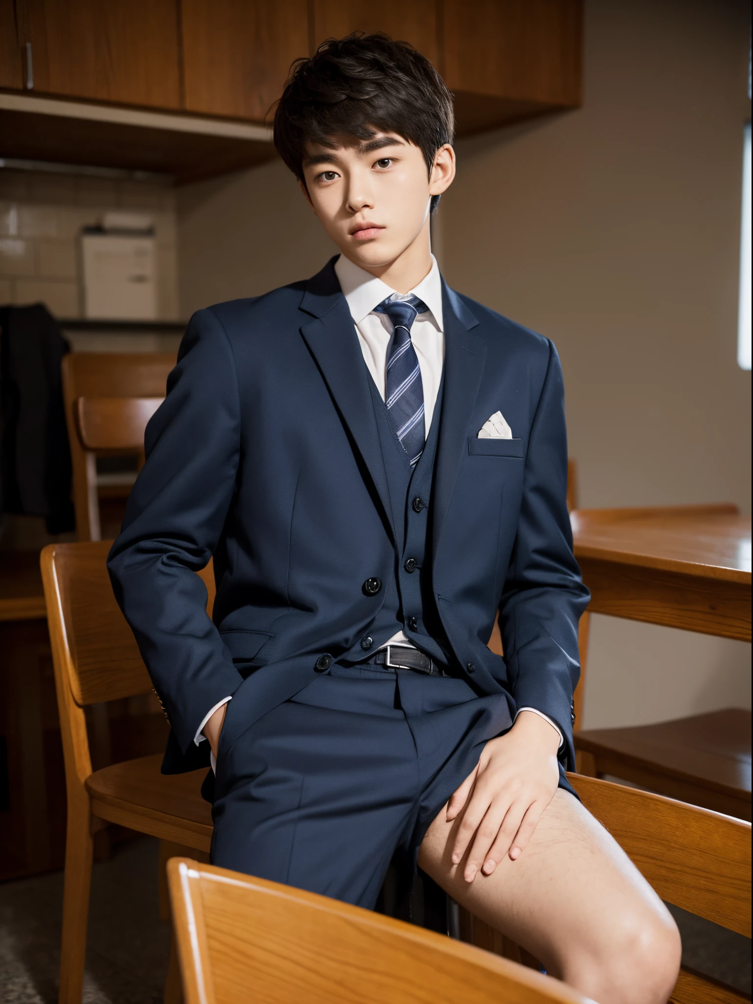 boy, 17 y.o, handsome, school suit