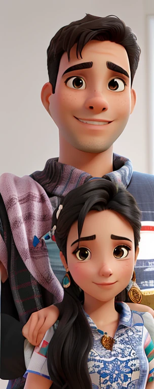Um casal de namorados, posando para a foto
