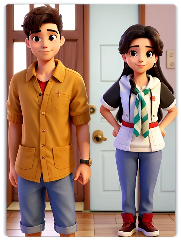 Um casal de namorados, posando para a foto