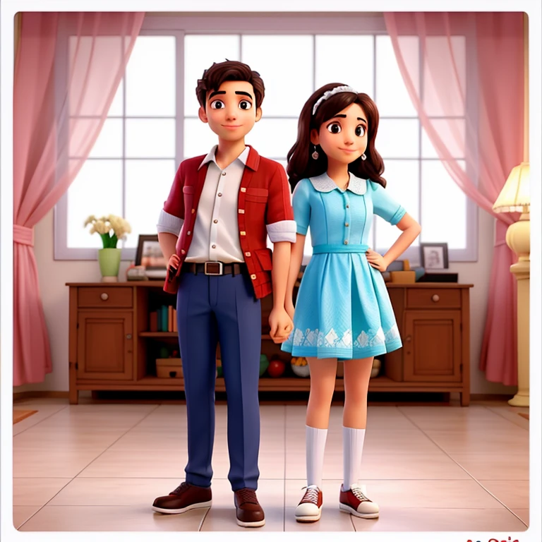 Um casal de namorados, posando para a foto