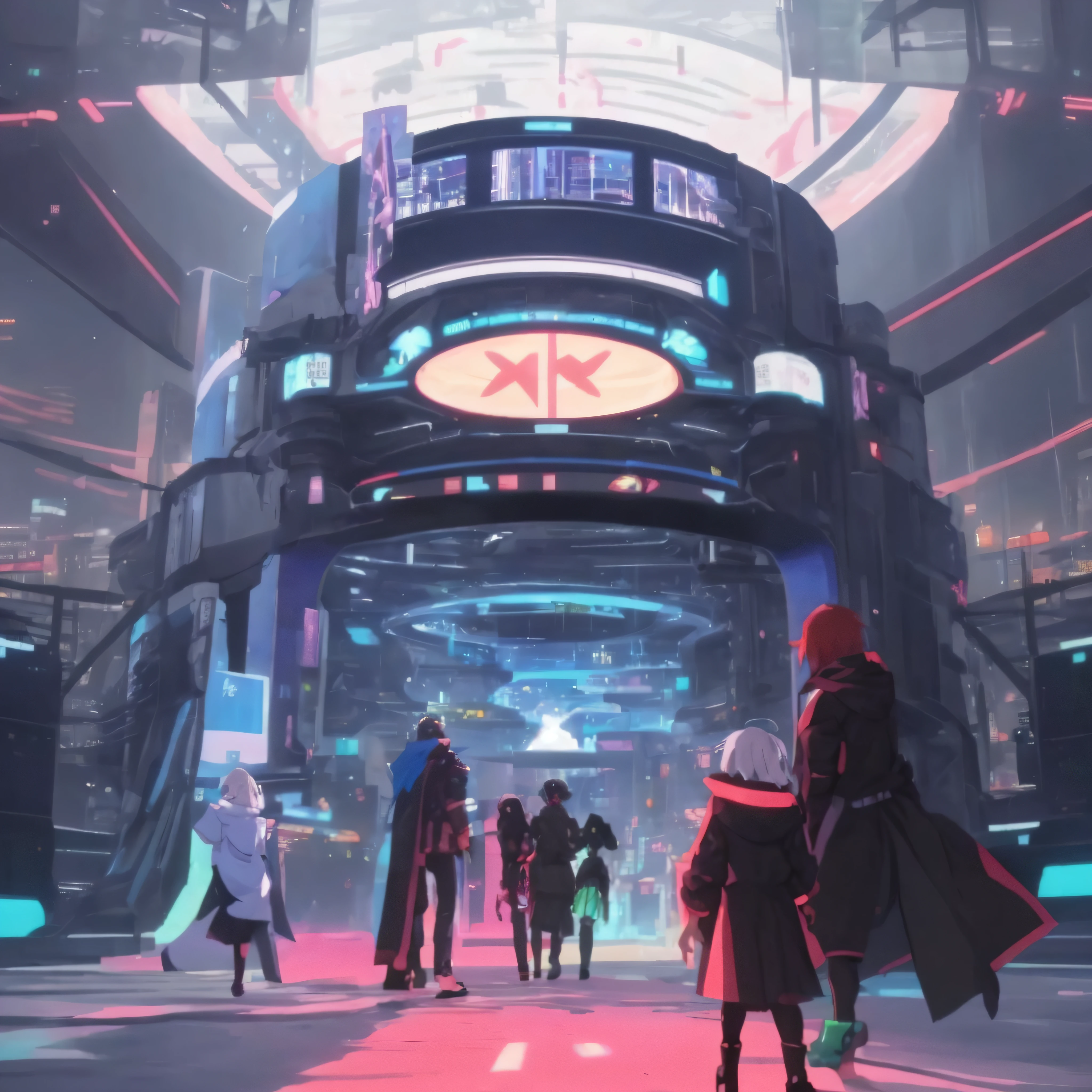 Anime style scene of futuristic city,People walk through it, digital cyberpunk anime art, 8k concept art, 8k concept art, Future cyberpunk scene, Anime cyberpunk moderno, 8k resolution concept art, Concept art 8k resolution, Concept art 8k resolution, 8k hd concept art, Concept Art 8K, anime cyberpunk art, In a futuristic cyberpunk city