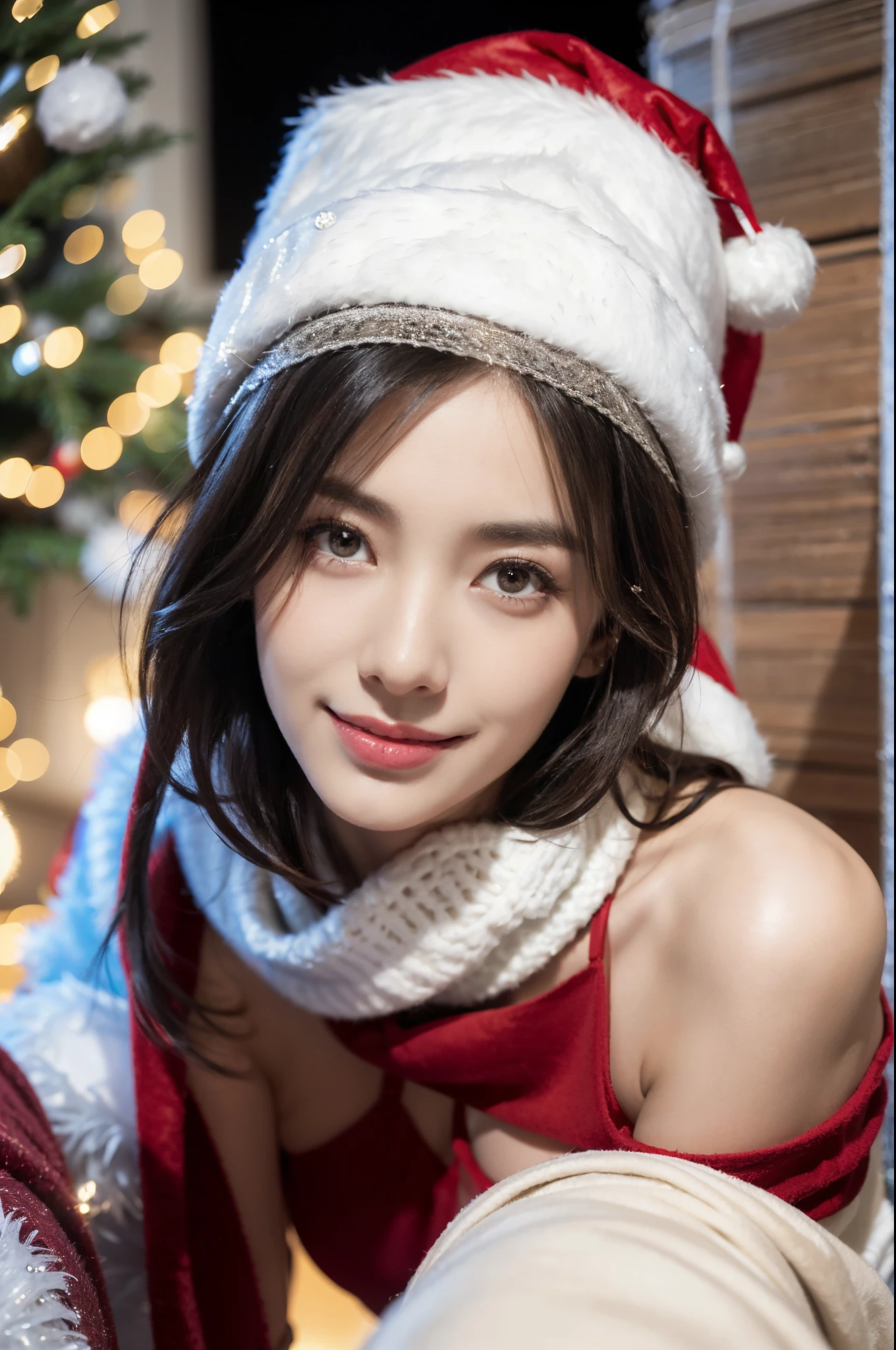 ((Best-quality, Masterpiece, Ultra-High-Resolution, (Photorealistic:1.4), Raw-Photo, Extremely-Details, Perfect-Anatomy)), 1girl, 30-years-old, the most popular actress having a lot of fun at Christmas-orgy, dynamic-pose, extremely beautiful face like a most famous Japanese actress, extremely beautiful big-black-solid-eyes, extremely beautiful black-short-cut-haired, extremely beautiful lips, extremely beautiful long-eyelashes, wearing extremely sexy-Christmas-costume, detailed sexy-Christmas-costume, detailed Christmas-orgy