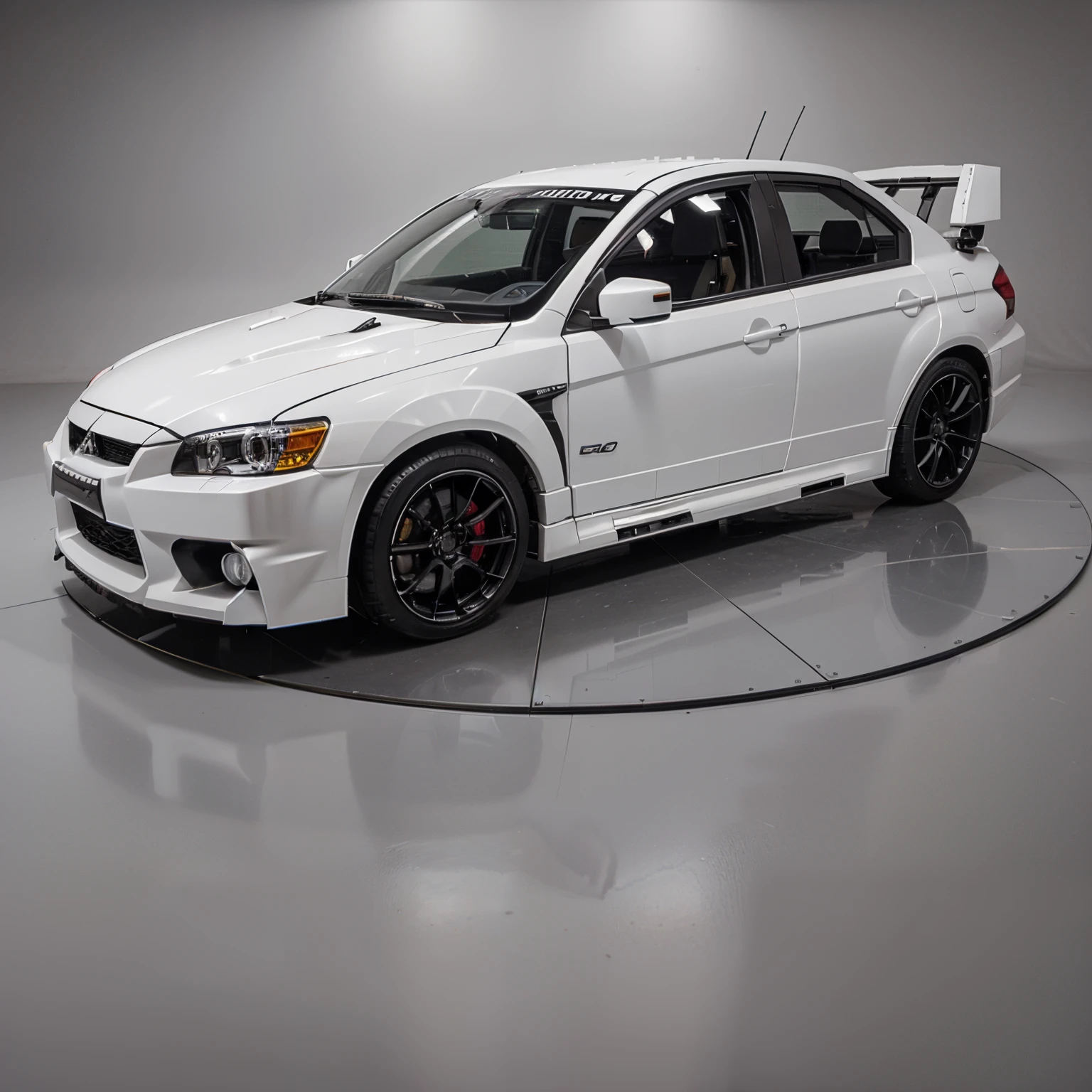 A white 2010 Mitsubishi evo x as a Lego