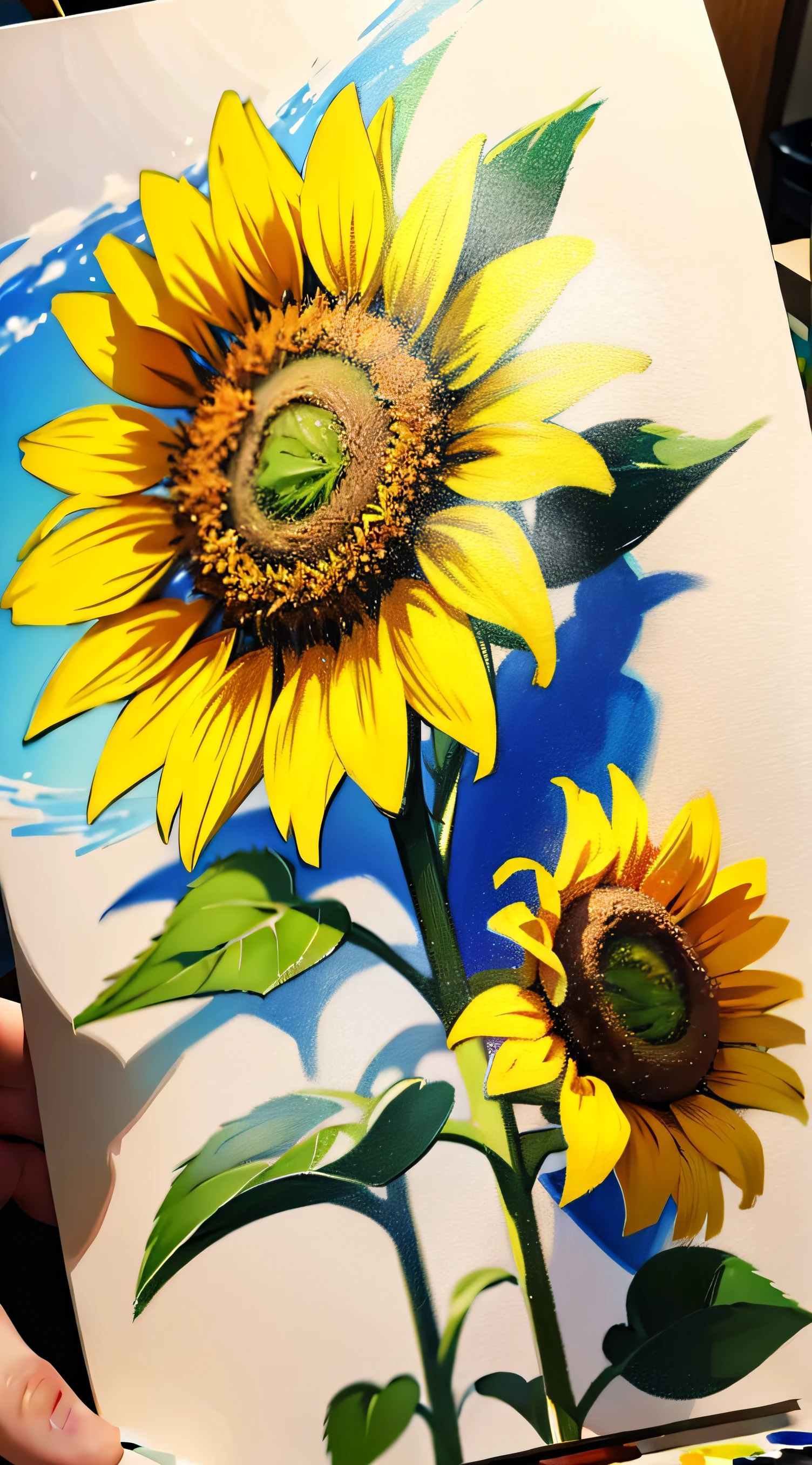 (best quality,ultra-detailed,realistic:1.37),close-up,voluptuous woman's ass,sunflowers painted on thighs and bottom,nude,busy museum,focus on ass,art gallery lighting,vibrant colors,bokeh, bodypaint sunflower costume