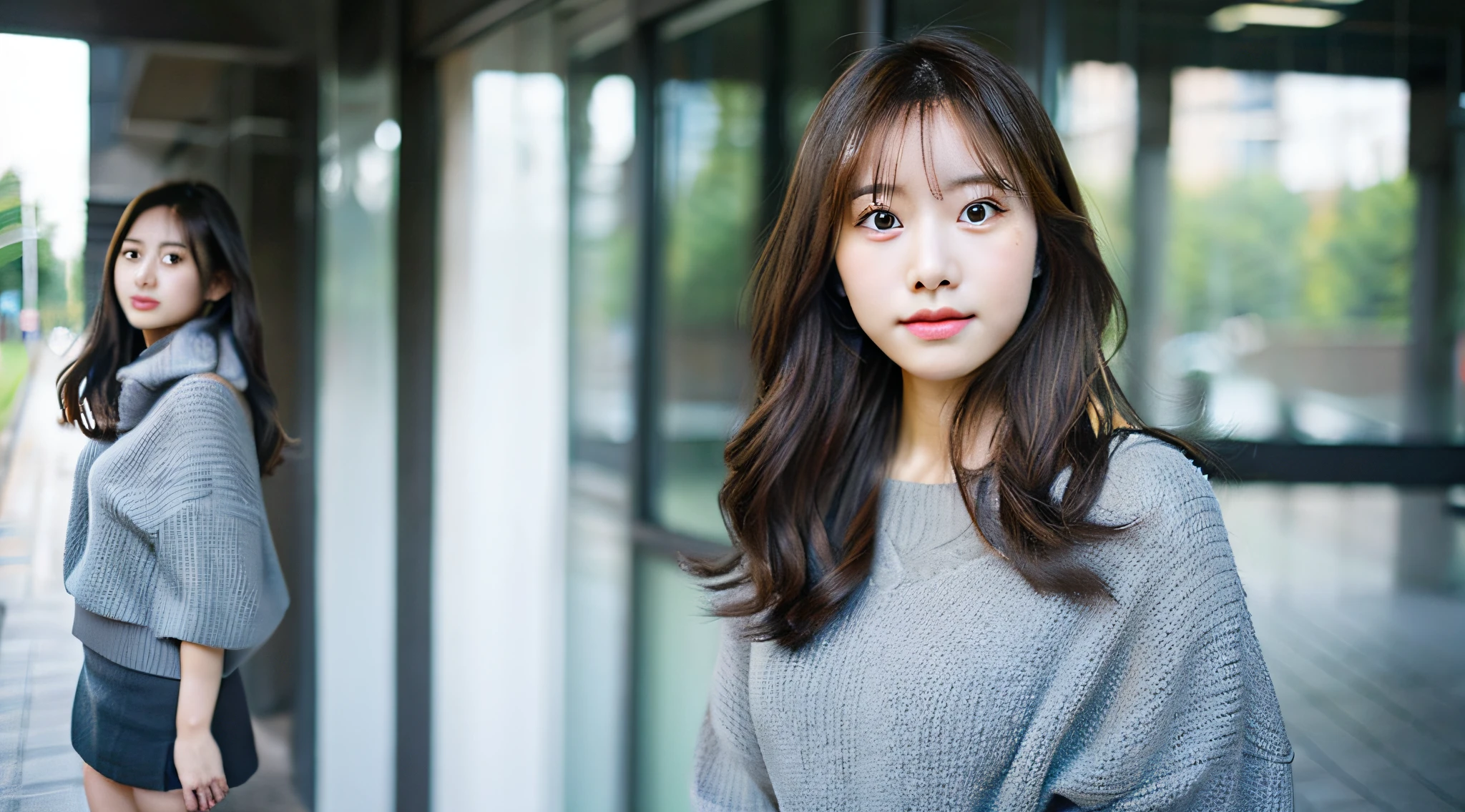 Cute College Girl, 18 years old, Wearing a gray miniskirt、Yuki