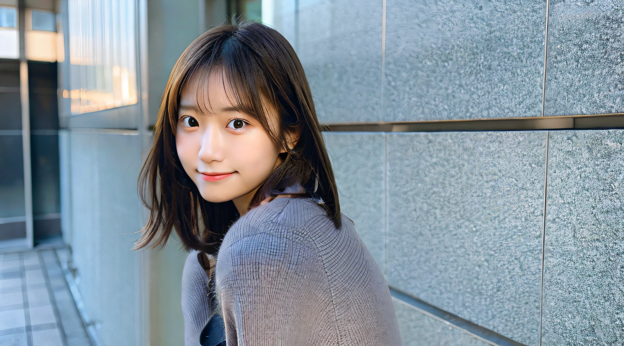 Cute College Girl, 18 years old, Wearing a gray miniskirt、Yuki