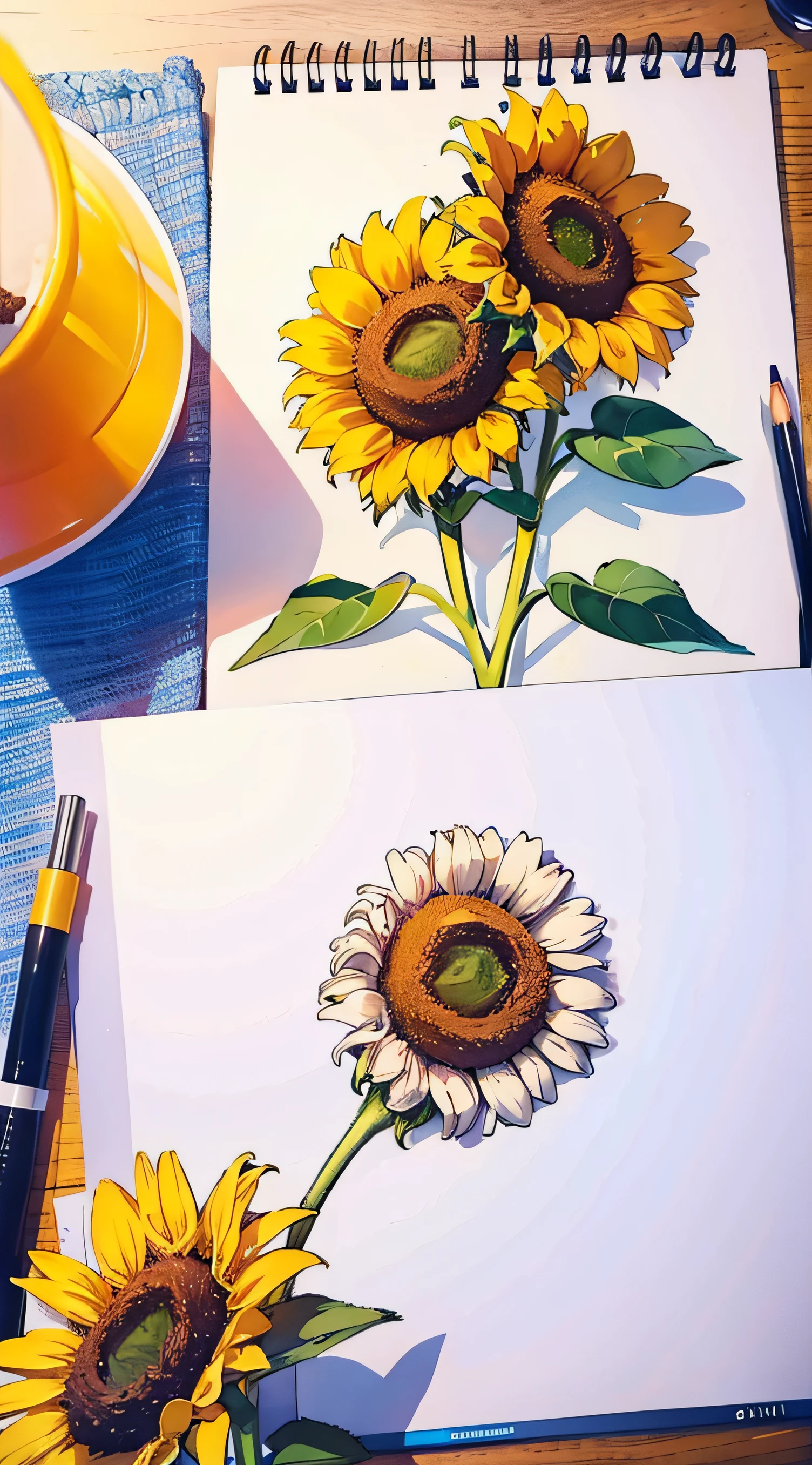 best composition、masutepiece、A picture of a sunflower in the middle of a picture