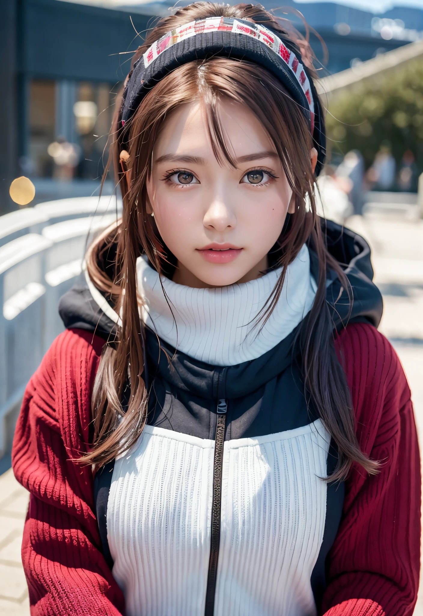 (close:1.4)、(RAW photo:1.2)、(realistic:1.4)、(masterpiece:1.3)、(highest quality:1.4)、dream-like、(fine eyes)、(detailed facial features)、(Detailed features of garments)、transparent skin、(shiny skin)、(slender and beautiful girl)、(beautiful leg line)、one girl、(full body shot)、alone、cute、Smile、(huge breasts)、beautiful breasts、bangs、short bob、black hair、black eye、long scarf、White wool sweater、off shoulder、mini skirt、black thick pantyhose、snow boots、snow boots、(leaning forward:1.2)、I can see my pants、obscene、erotic、snow scene、