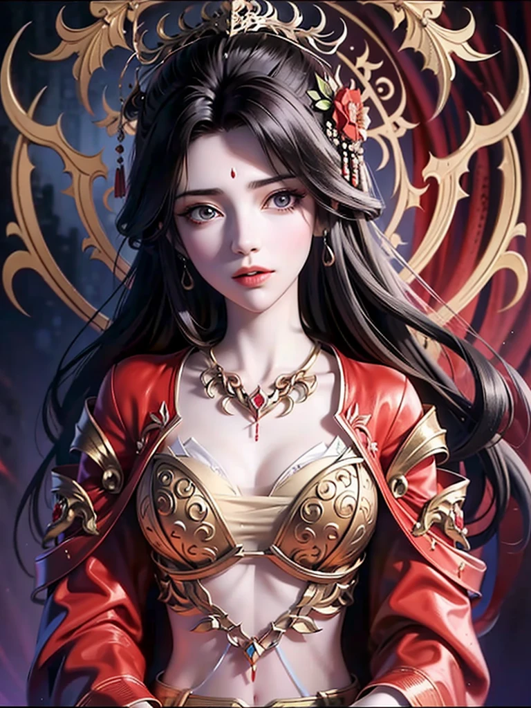 official arts, Unity 8k壁纸, Ultra Detailed, beautiful and aesthetic, Masterpiece, Best Quality, (zentangle, a Mandala, tangle, entangle), (s fractal art:1.3) , 1girl, Extremely detailed, Dynamic Angle, cowboyshot, Most Beautiful Form of Chaos, elegant, a brutalist designed, bright colours, romanticism, James Jean, roby dwi antono, by Ross Tran, Francis --auto --s2