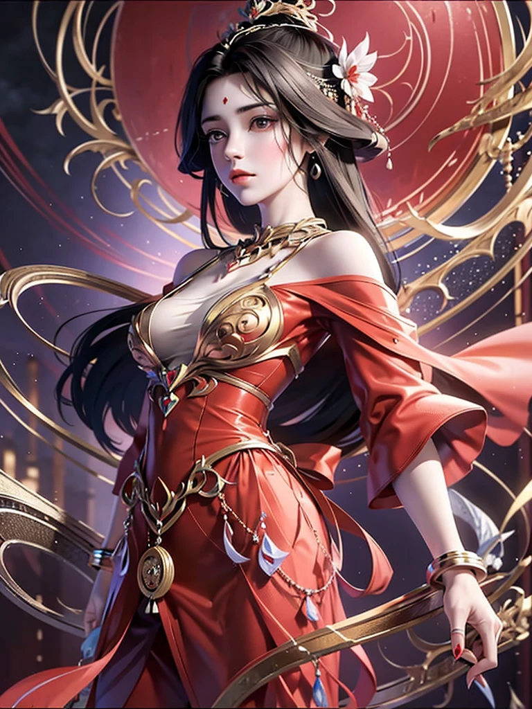 official arts, Unity 8k壁纸, Ultra Detailed, beautiful and aesthetic, Masterpiece, Best Quality, (zentangle, a Mandala, tangle, entangle), (s fractal art:1.3) , 1girl, Extremely detailed, Dynamic Angle, cowboyshot, Most Beautiful Form of Chaos, elegant, a brutalist designed, bright colours, romanticism, James Jean, roby dwi antono, by Ross Tran, Francis --auto --s2