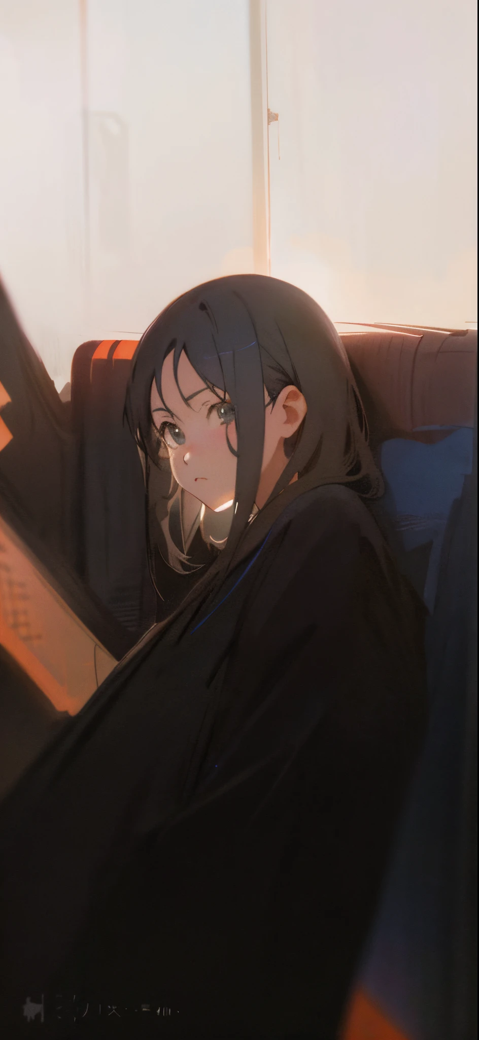 A girl looking at anime, Digital anime illustration, smooth anime cg art, Guviz style artwork, Realistic anime art style, A beautiful anime portrait, anime style portrait, Anime 2D style, praise&#39;Portrait outside the window, digital anime art,  girl fan art, Anime cute art style, Xinhai is sincere. a digital rendering