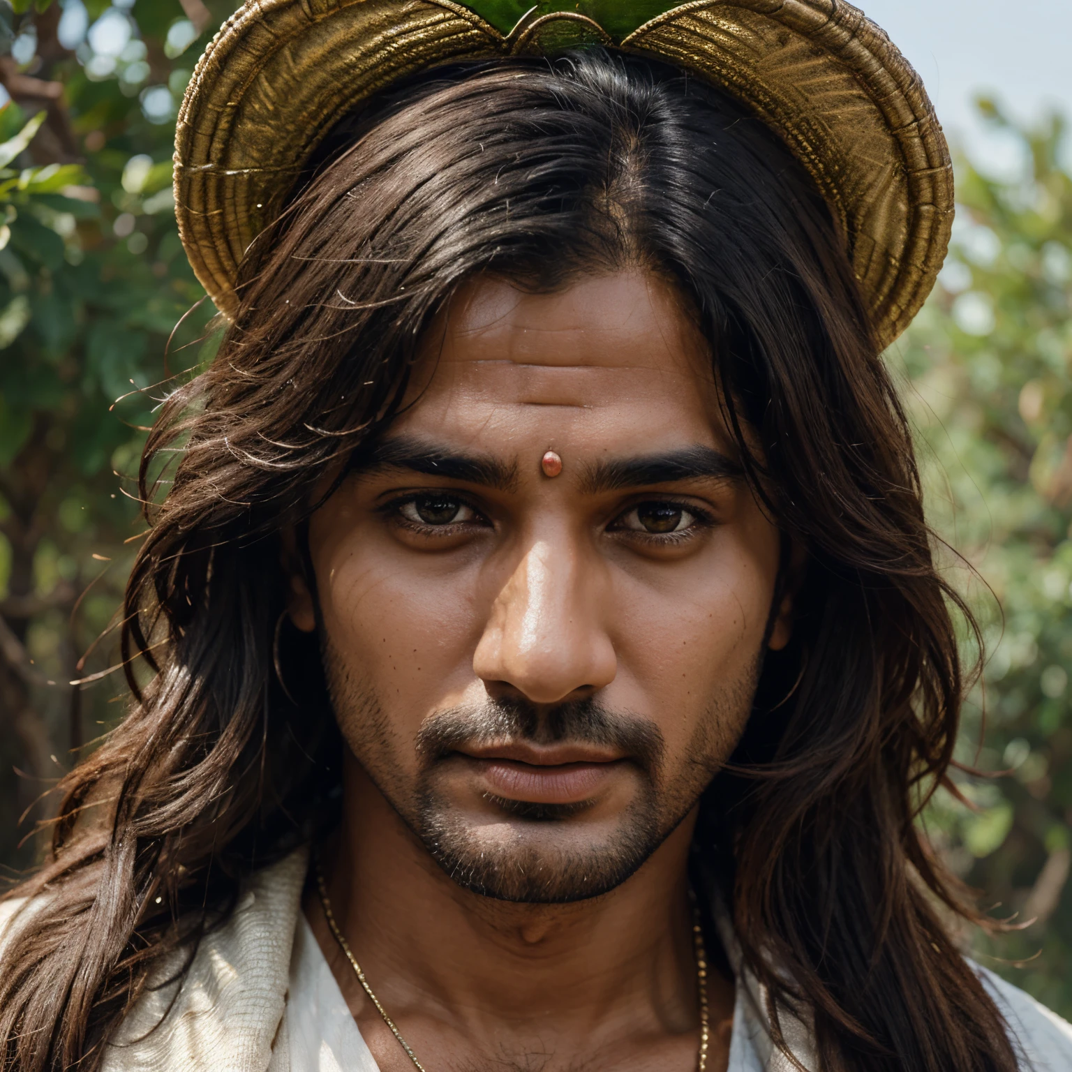 Nature background handsome Ram bhagwan realistic face, 8k ultra hd realistic