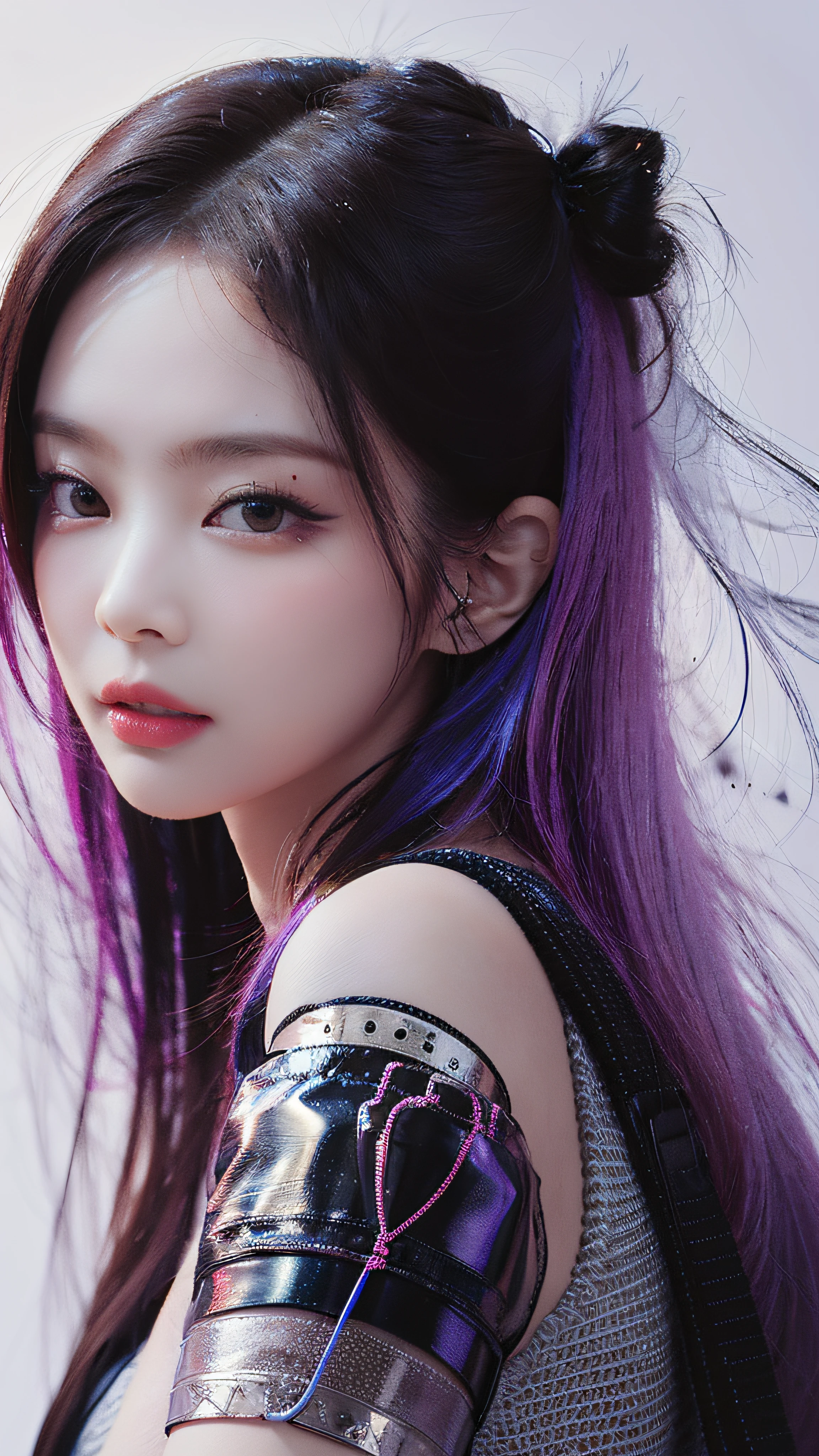 (Masterpiece, Best Quality, High Resolution), White Background, ((Paint Splash, Color Splash, Splash of Ink, Color Splash)), Sweet Chinese Girl, Rainbow Hair, Pink Lips, Front, Upper Body, Jennie Kim,