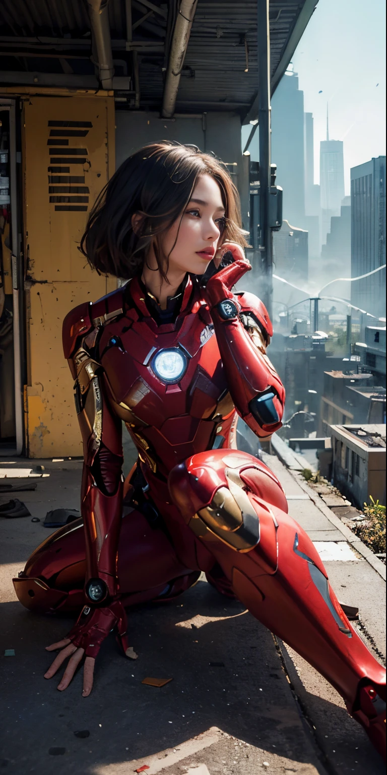 (1girl:1.3), solo,__body-parts__, official art, unity 8k wallpaper, ultra detailed, beautiful and aesthetic, beautiful, masterpiece, best quality, RAW, masterpiece, super fine photo,, best quality, super high Resolution, photorealistic, sunlight, full body portrait, stunningly beautiful,, dynamic pose, delicate face, vibrant eyes, (side view), she is wearing a futuristic Iron Man mech, red and gold, Highly detailed abandoned warehouse background, detailed face, detailed complex busy background, messy, gorgeous, milky, high detailed skin, realistic skin details, visible pores, sharp focus, volumetric fog, 8k uhd, dslr camera, High quality, film grain, fair skin, photorealism, lomography, sprawling metropolis in a futuristic dystopia, view from below, translucent