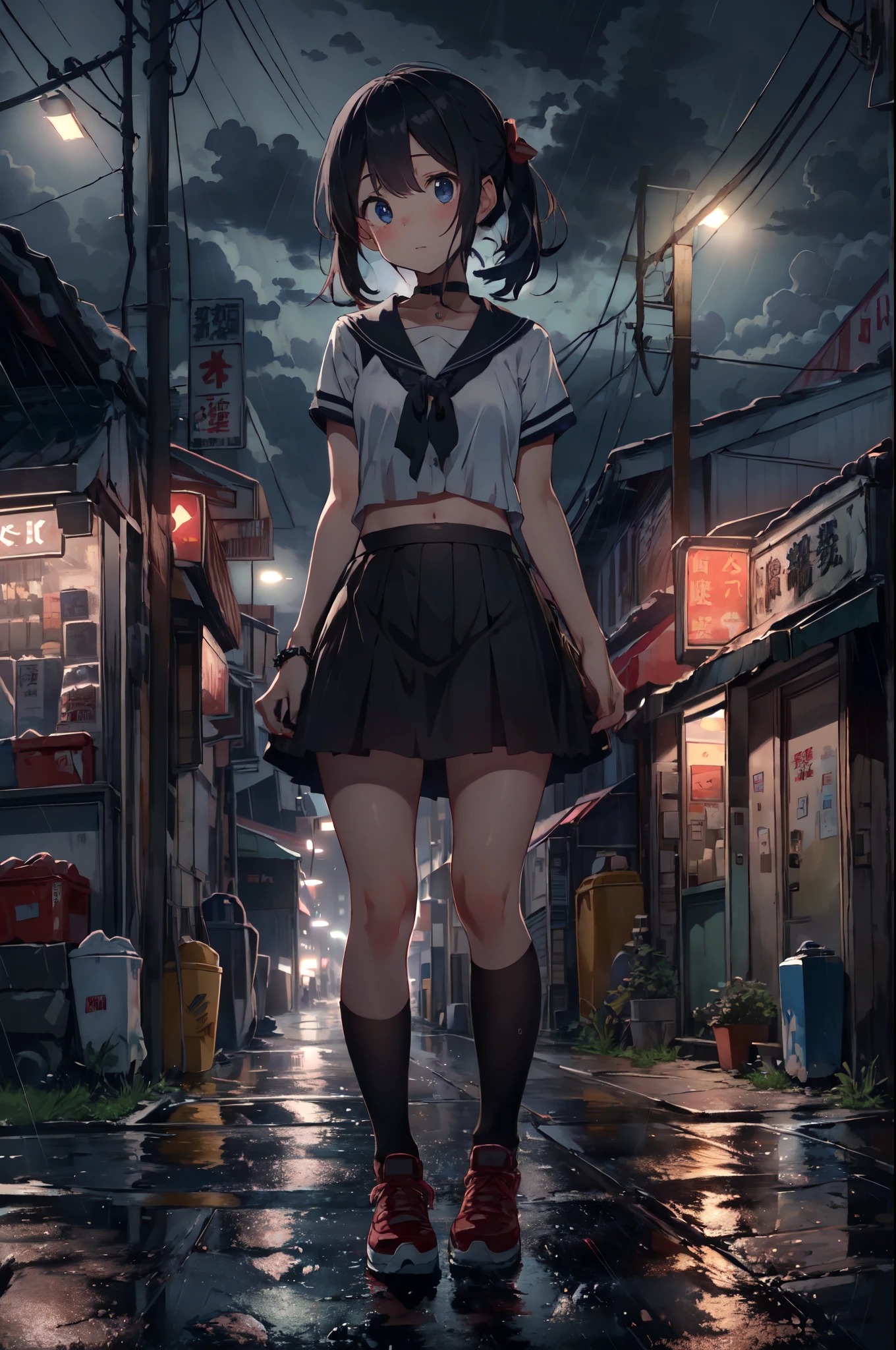 {{{Masterpiece, highest quality, high-resolution background}}}, bright and beautiful atmosphere, 1 girl (, round face, baby face), small , girl falling on the road, half-crying expression, leg exercise sitting , "deltamon_sdXL :0.73)>Deltamon