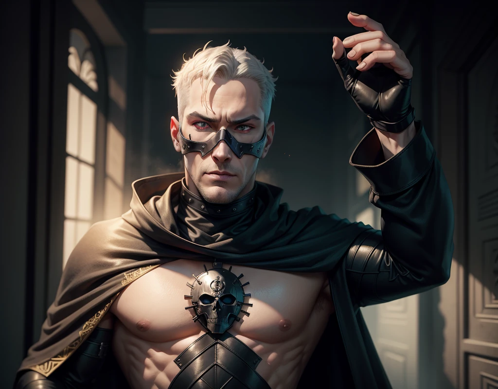 cinematic film still ((Full-Length Shot)),1boy, demonic, (best quality, high quality, sharp focus:1.4), (blood on the face:1.2),( intricate details:1.2), realistic ,masterpiece, hyper realistic, bokeh, 4k ,fine texture, <lora:p1nhead:.7> p1nhead, (folded his hands in prayer:1.2) . shallow depth of field, vignette, highly detailed, high budget Hollywood movie, bokeh, cinemascope, moody, epic, gorgeous, film grain, grainy
