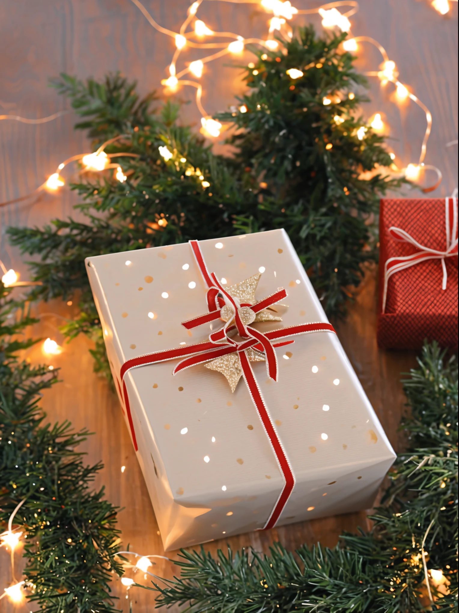 (best quality,4k,8k,highres,masterpiece:1.2),ultra-detailed,realistic,gifts,table,Christmas tree,decorations,wrapping ,bows,ribbon,presents,holiday spirit,vibrant colors,warm lighting,cozy atmosphere,toys,cards,candles,snowflakes,joyful,celebration,exquisite details,exciting surprises,shiny ornaments,sparkling tinsel,beautifully wrapped,excited children,anticipation,festive mood,magical ambiance,delightful moment,wonderful memories,family gathering,cheerful faces,Christmas magic,extravagant,abundance of presents,HDR,UHD,studio lighting,ultra-fine painting,sharp focus,physically-based rendering,professional,vivid colors,bokeh.