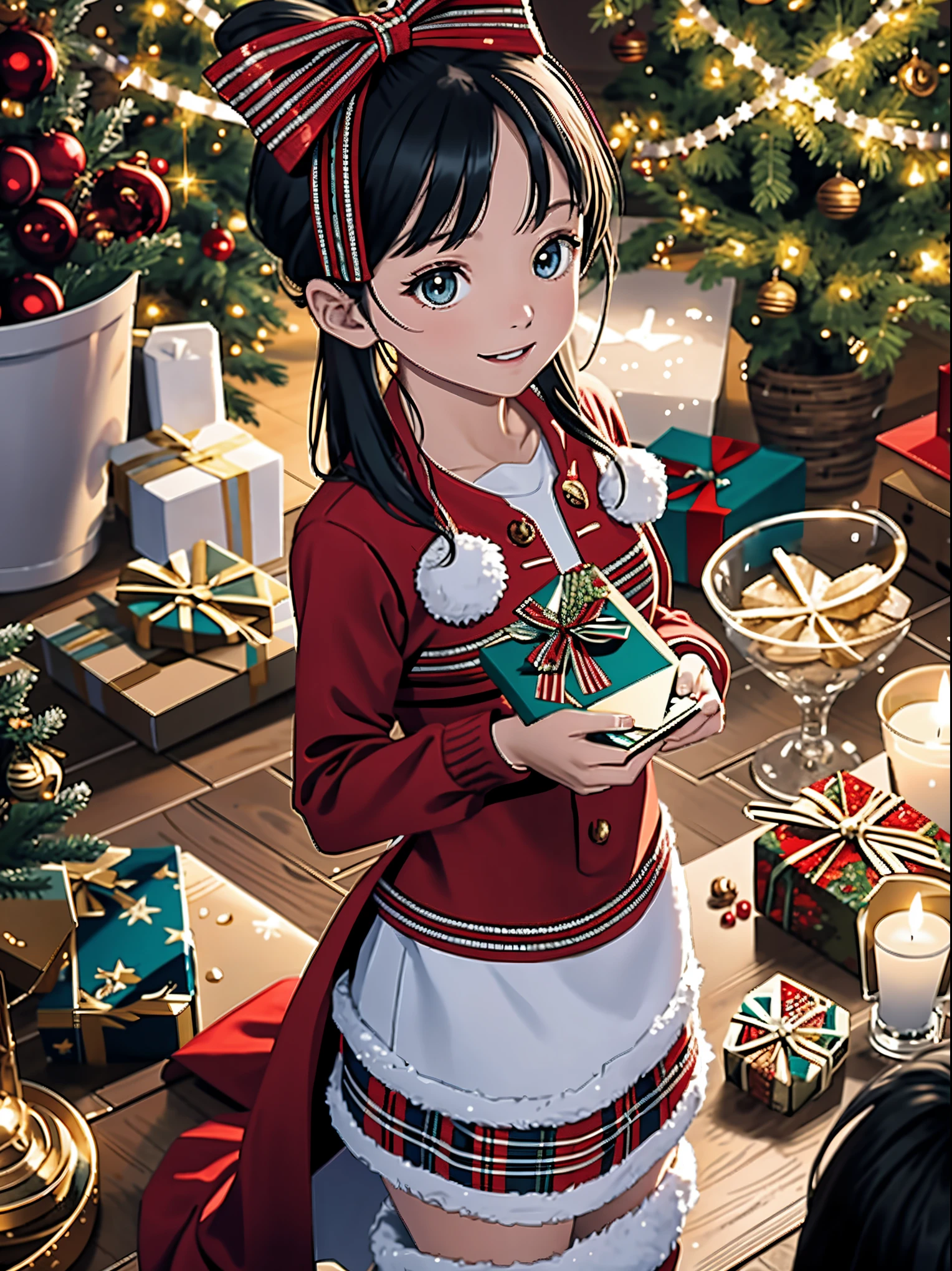 (best quality,4k,8k,highres,masterpiece:1.2),ultra-detailed,realistic,gifts,table,Christmas tree,decorations,wrapping ,bows,ribbon,presents,holiday spirit,vibrant colors,warm lighting,cozy atmosphere,toys,cards,candles,snowflakes,joyful,celebration,exquisite details,exciting surprises,shiny ornaments,sparkling tinsel,beautifully wrapped,excited children,anticipation,festive mood,magical ambiance,delightful moment,wonderful memories,family gathering,cheerful faces,Christmas magic,extravagant,abundance of presents,HDR,UHD,studio lighting,ultra-fine painting,sharp focus,physically-based rendering,professional,vivid colors,bokeh.