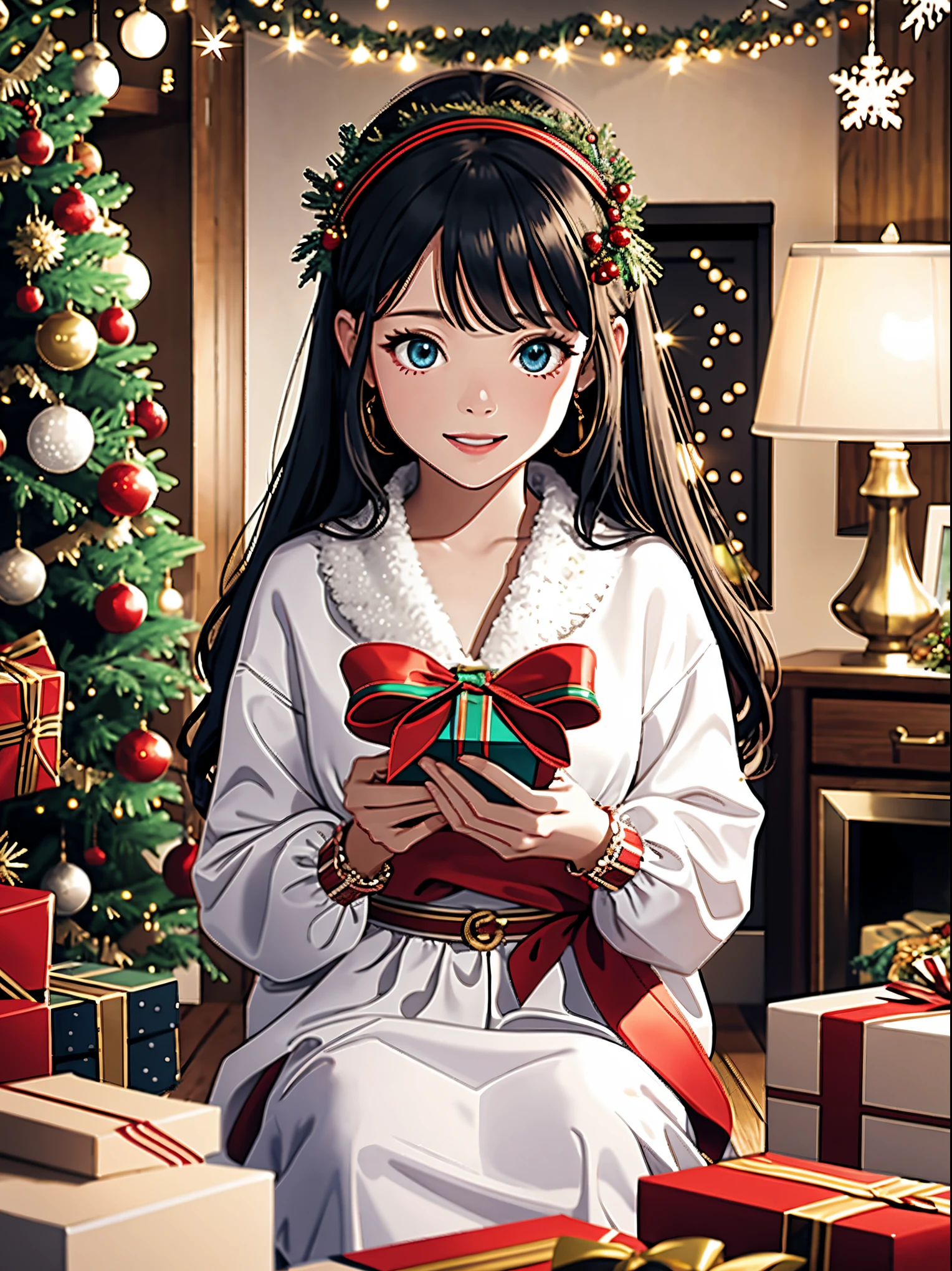 (best quality,4k,8k,highres,masterpiece:1.2),ultra-detailed,realistic,gifts,table,Christmas tree,decorations,wrapping ,bows,ribbon,presents,holiday spirit,vibrant colors,warm lighting,cozy atmosphere,toys,cards,candles,snowflakes,joyful,celebration,exquisite details,exciting surprises,shiny ornaments,sparkling tinsel,beautifully wrapped,excited children,anticipation,festive mood,magical ambiance,delightful moment,wonderful memories,family gathering,cheerful faces,Christmas magic,extravagant,abundance of presents,HDR,UHD,studio lighting,ultra-fine painting,sharp focus,physically-based rendering,professional,vivid colors,bokeh.