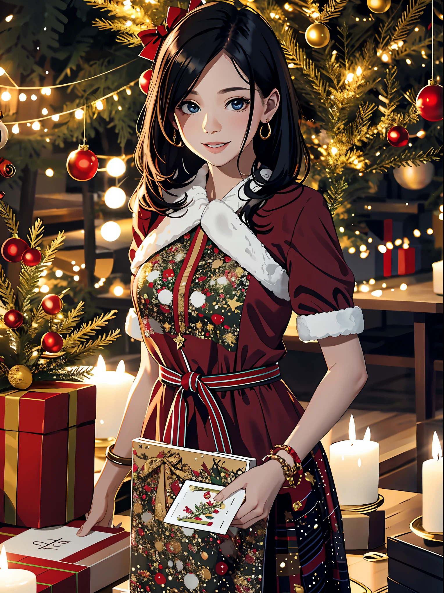 (best quality,4k,8k,highres,masterpiece:1.2),ultra-detailed,realistic,gifts,table,Christmas tree,decorations,wrapping ,bows,ribbon,presents,holiday spirit,vibrant colors,warm lighting,cozy atmosphere,toys,cards,candles,snowflakes,joyful,celebration,exquisite details,exciting surprises,shiny ornaments,sparkling tinsel,beautifully wrapped,excited children,anticipation,festive mood,magical ambiance,delightful moment,wonderful memories,family gathering,cheerful faces,Christmas magic,extravagant,abundance of presents,HDR,UHD,studio lighting,ultra-fine painting,sharp focus,physically-based rendering,professional,vivid colors,bokeh.