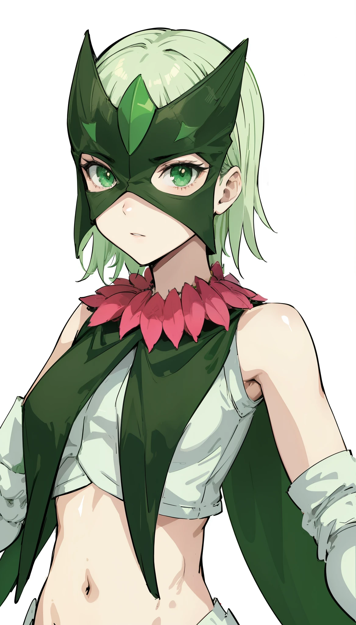 anime character dressed in a green and white outfit and cape, rogue anime girl, anime woman, humanoid flora, anime character, female action anime girl,