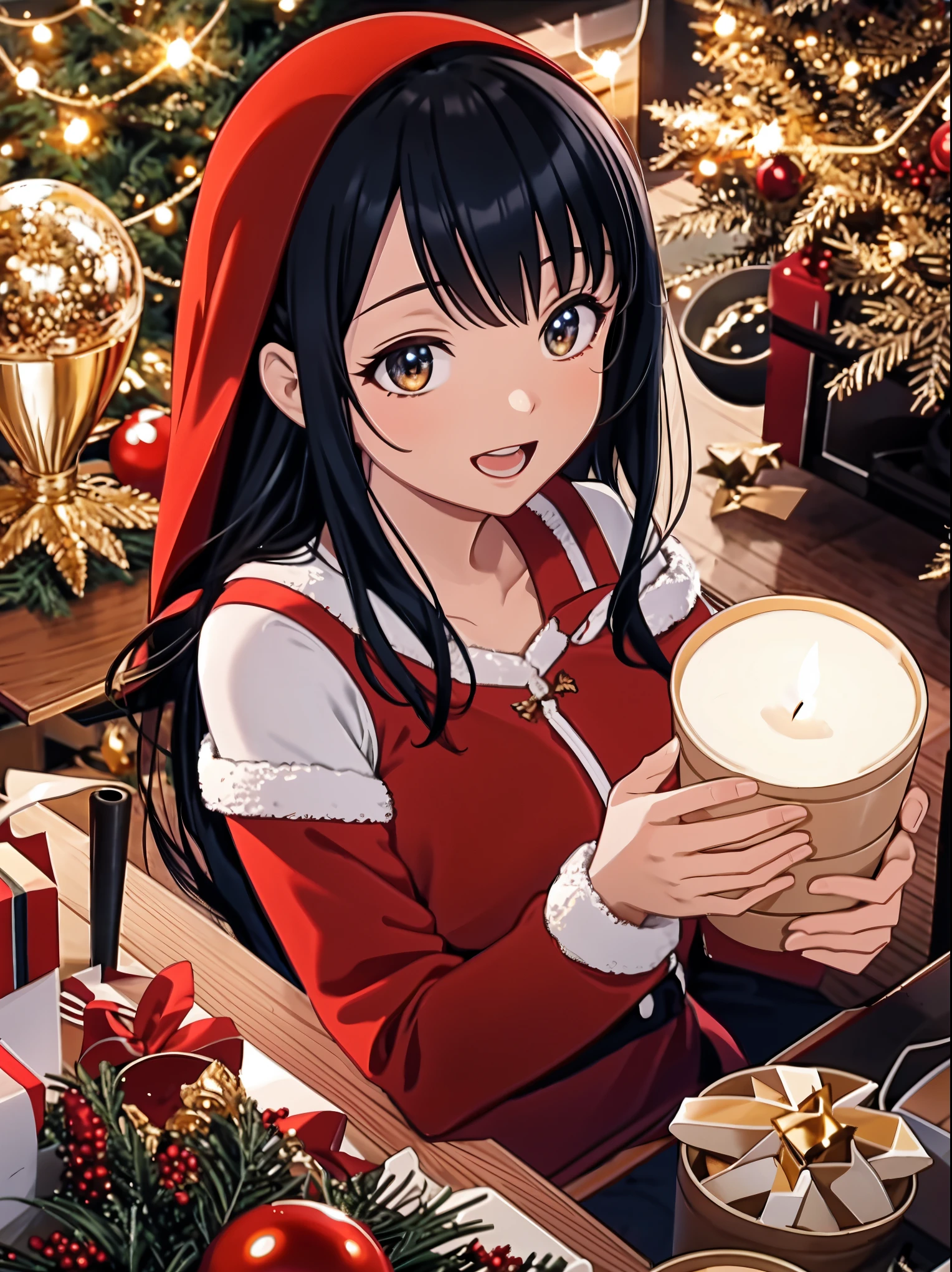 (best quality,4k,8k,highres,masterpiece:1.2),ultra-detailed,realistic,gifts,table,Christmas tree,decorations,wrapping ,bows,ribbon,presents,holiday spirit,vibrant colors,warm lighting,cozy atmosphere,toys,cards,candles,snowflakes,joyful,celebration,exquisite details,exciting surprises,shiny ornaments,sparkling tinsel,beautifully wrapped,excited children,anticipation,festive mood,magical ambiance,delightful moment,wonderful memories,family gathering,cheerful faces,Christmas magic,extravagant,abundance of presents,HDR,UHD,studio lighting,ultra-fine painting,sharp focus,physically-based rendering,professional,vivid colors,bokeh.