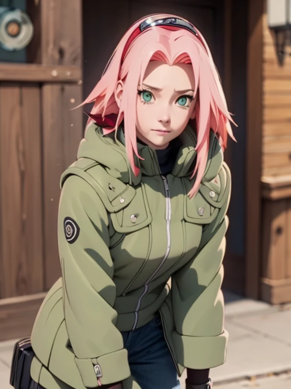 3DAniMix_v1.0, Sakura Haruno, (naked), [ Haruno Sakura ] - Naruto Shippuden : 1.0,(Model Naked: 1.0), standing, hands behind head, Look at the pussy, look at it from the front